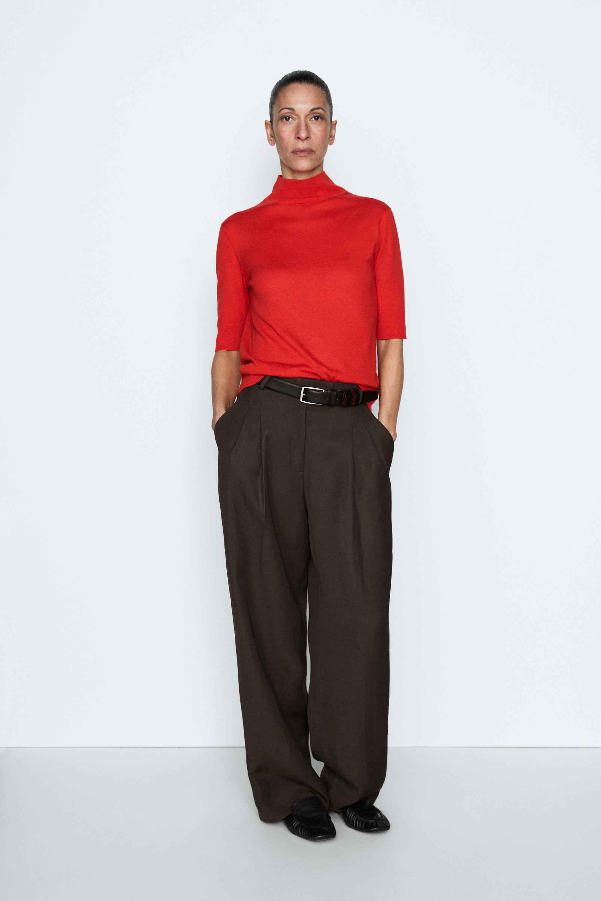 Silk blend knit sweater with back detail - STUDIO — ORANGE