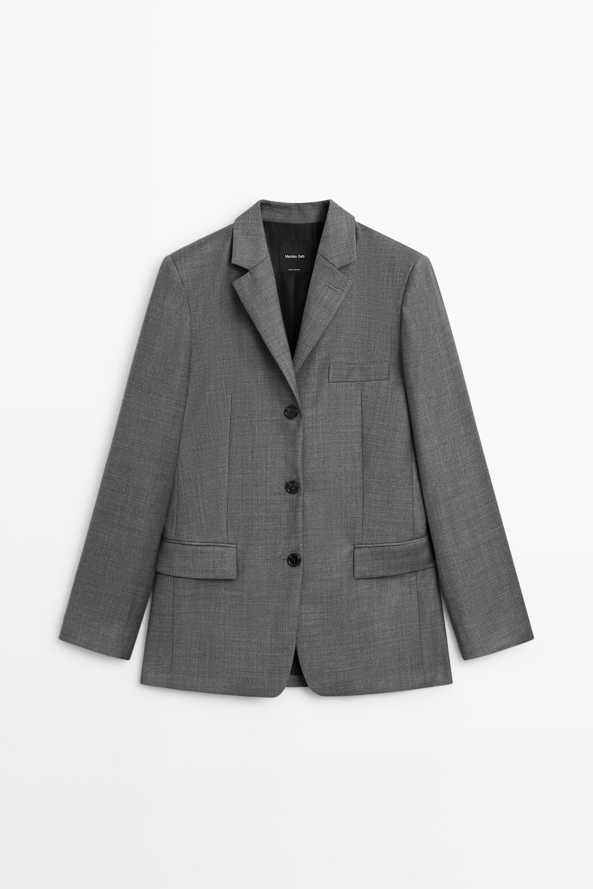 100% wool suit blazer with pockets