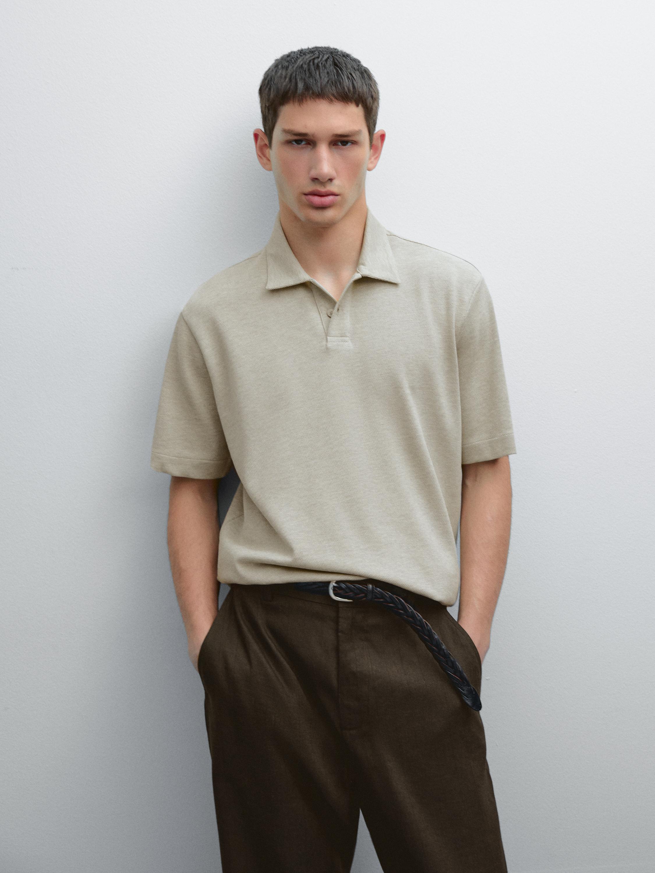 Polo manches courtes texturé en piqué