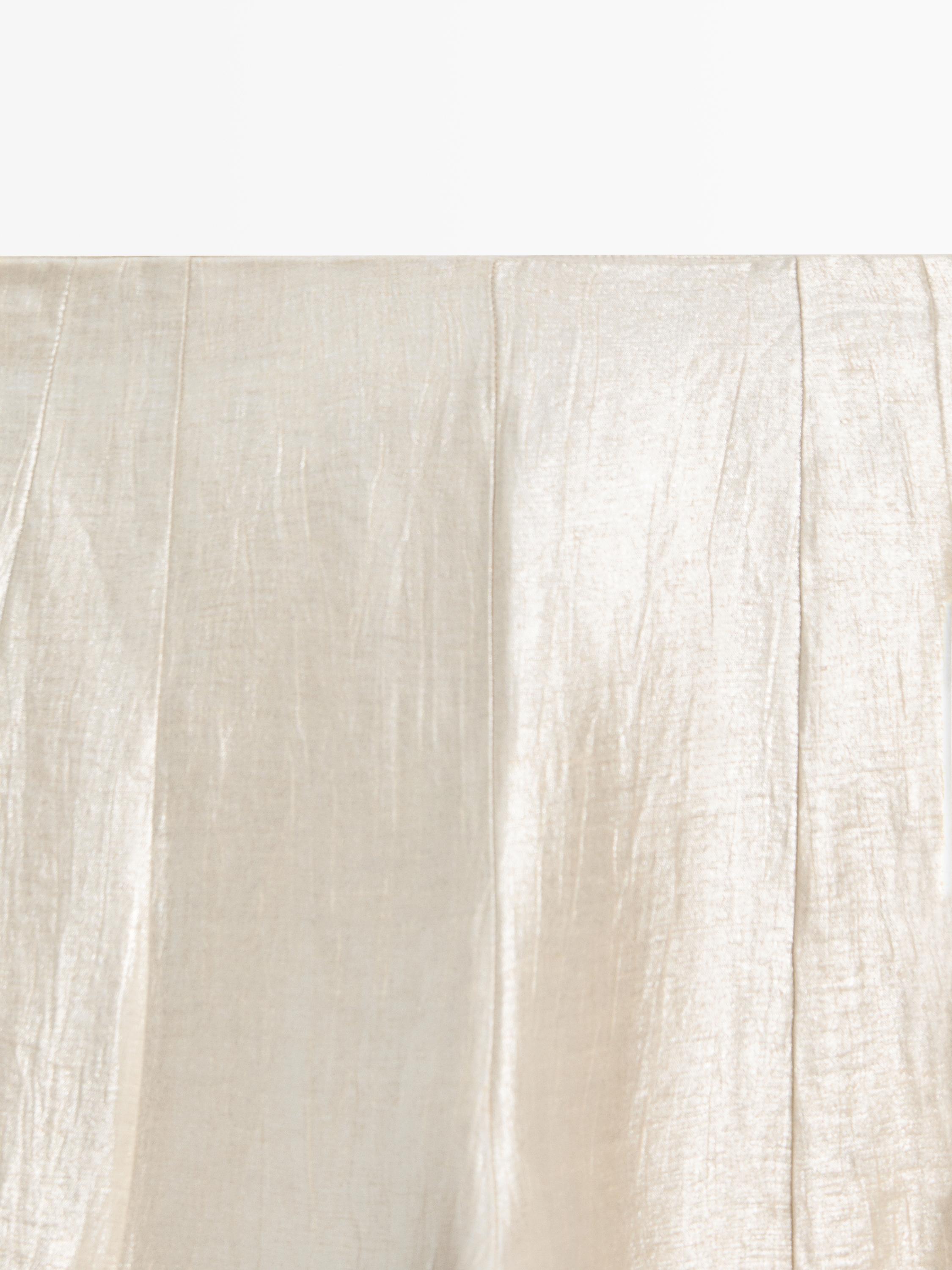 Flowing metallic linen trousers — BEIGE