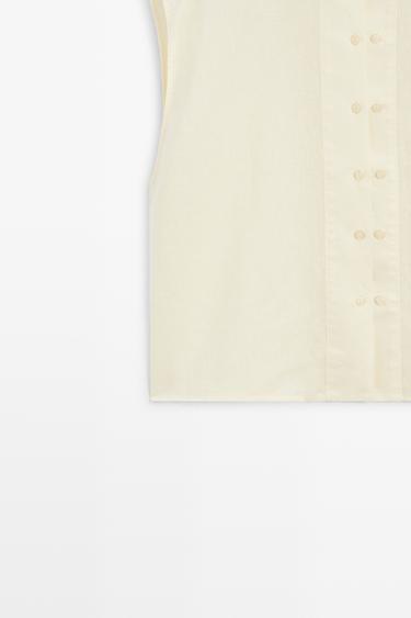 Flowing 100% linen shirt with button detail — YELLOW 7