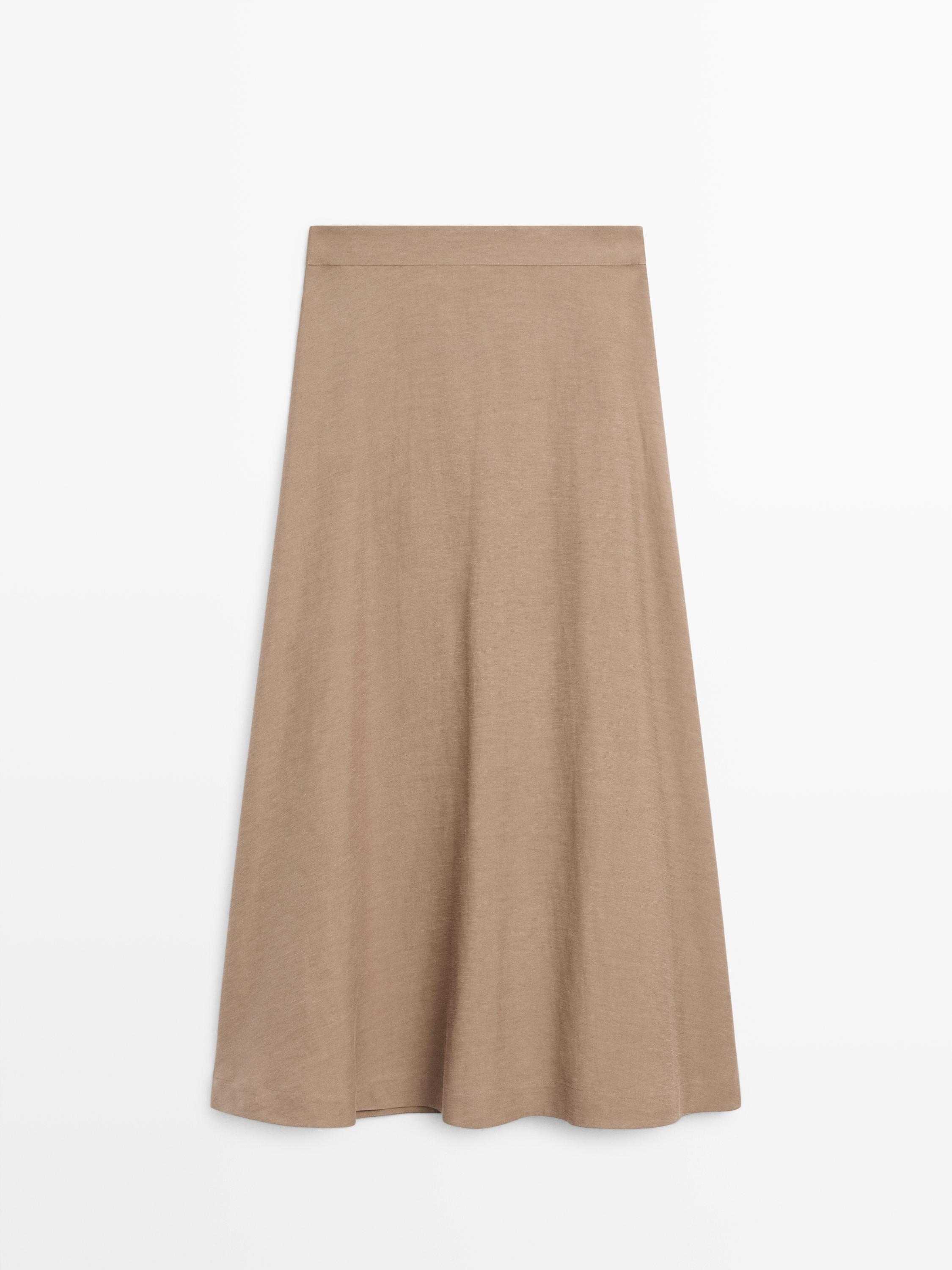 Flared midi skirt with elasticated waistband — Washed