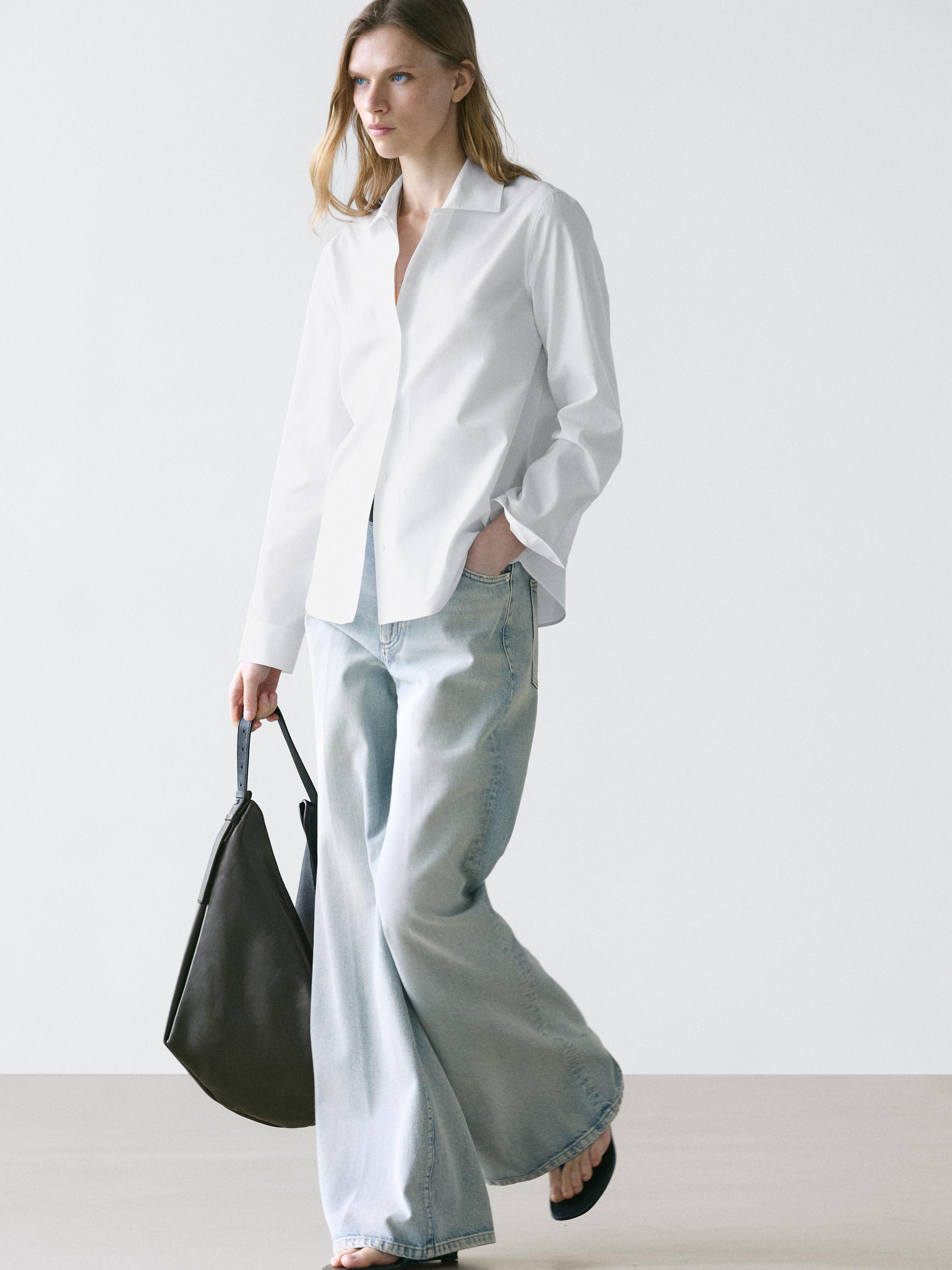 100% cotton poplin shirt — WHITE