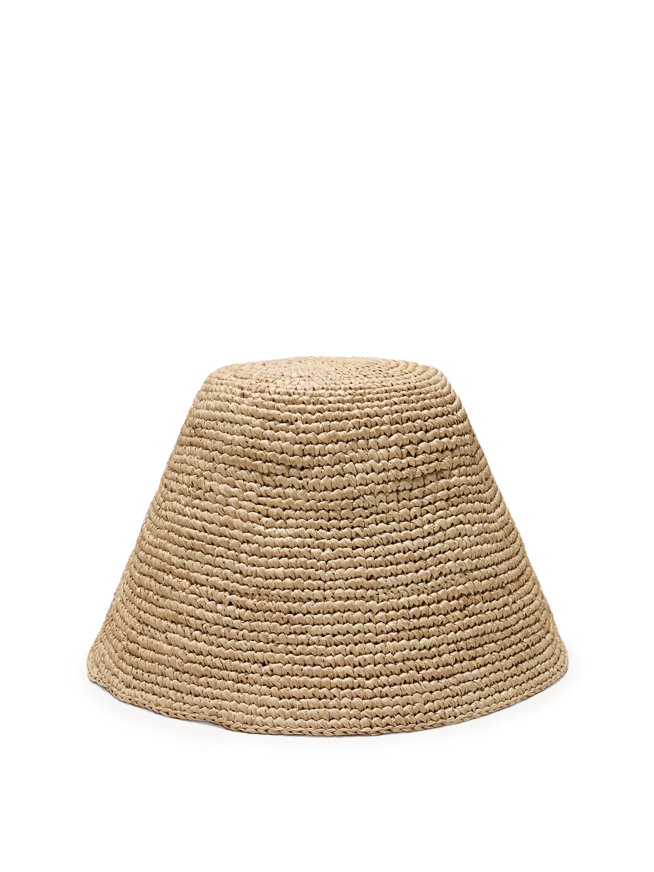 Small 100% raffia bucket hat — CREAM