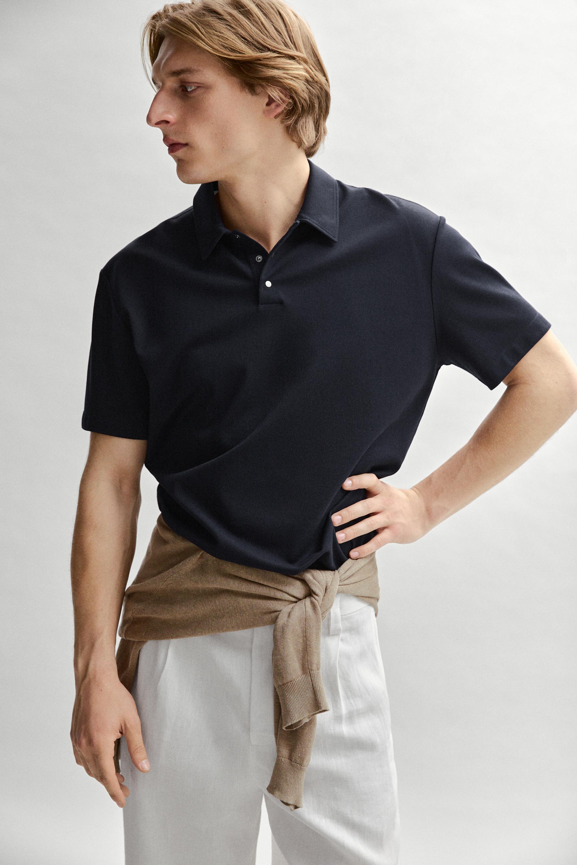 100% cotton short sleeve polo shirt — NAVY BLUE