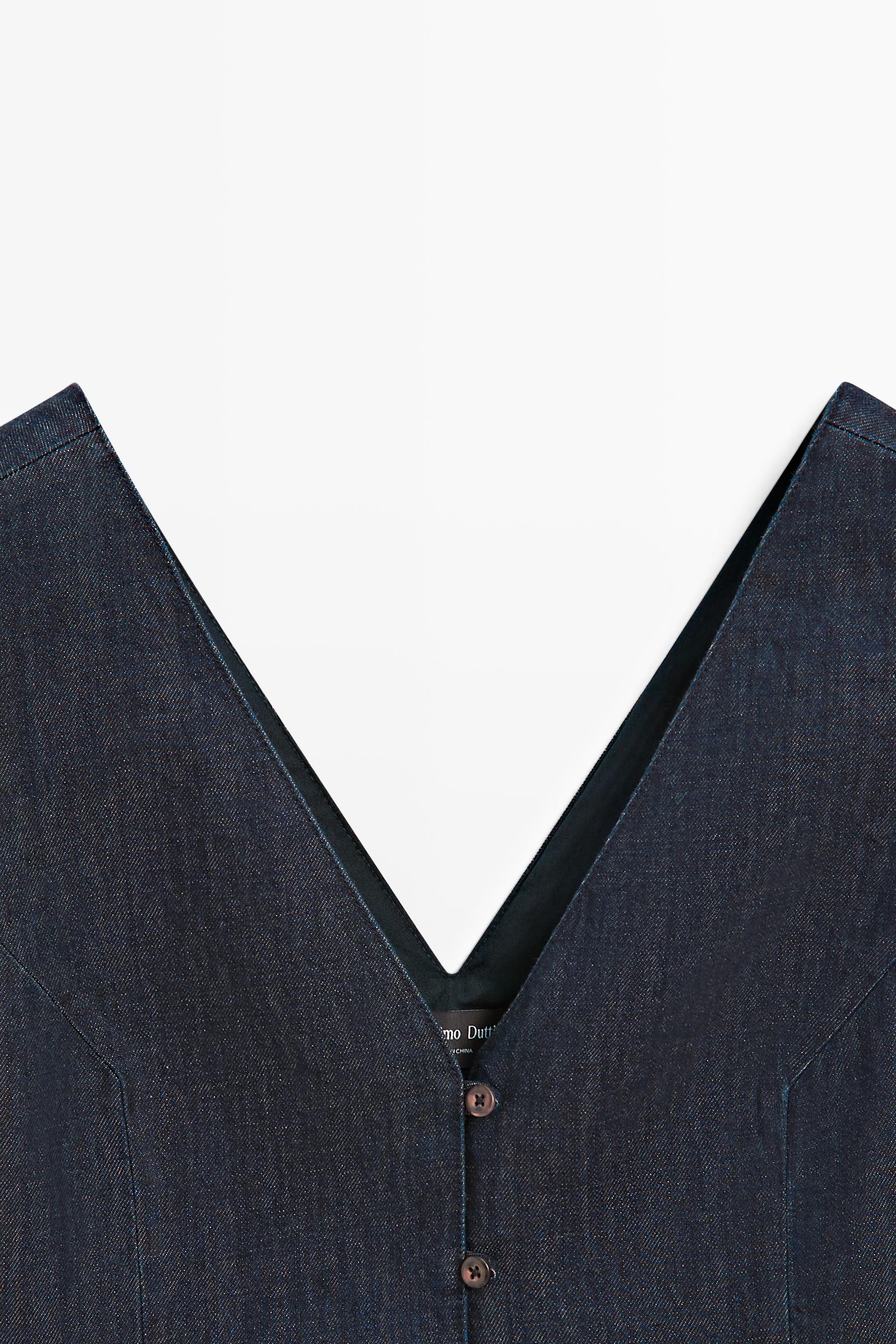 Massimo Dutti Denim Vest Total Look In Blue