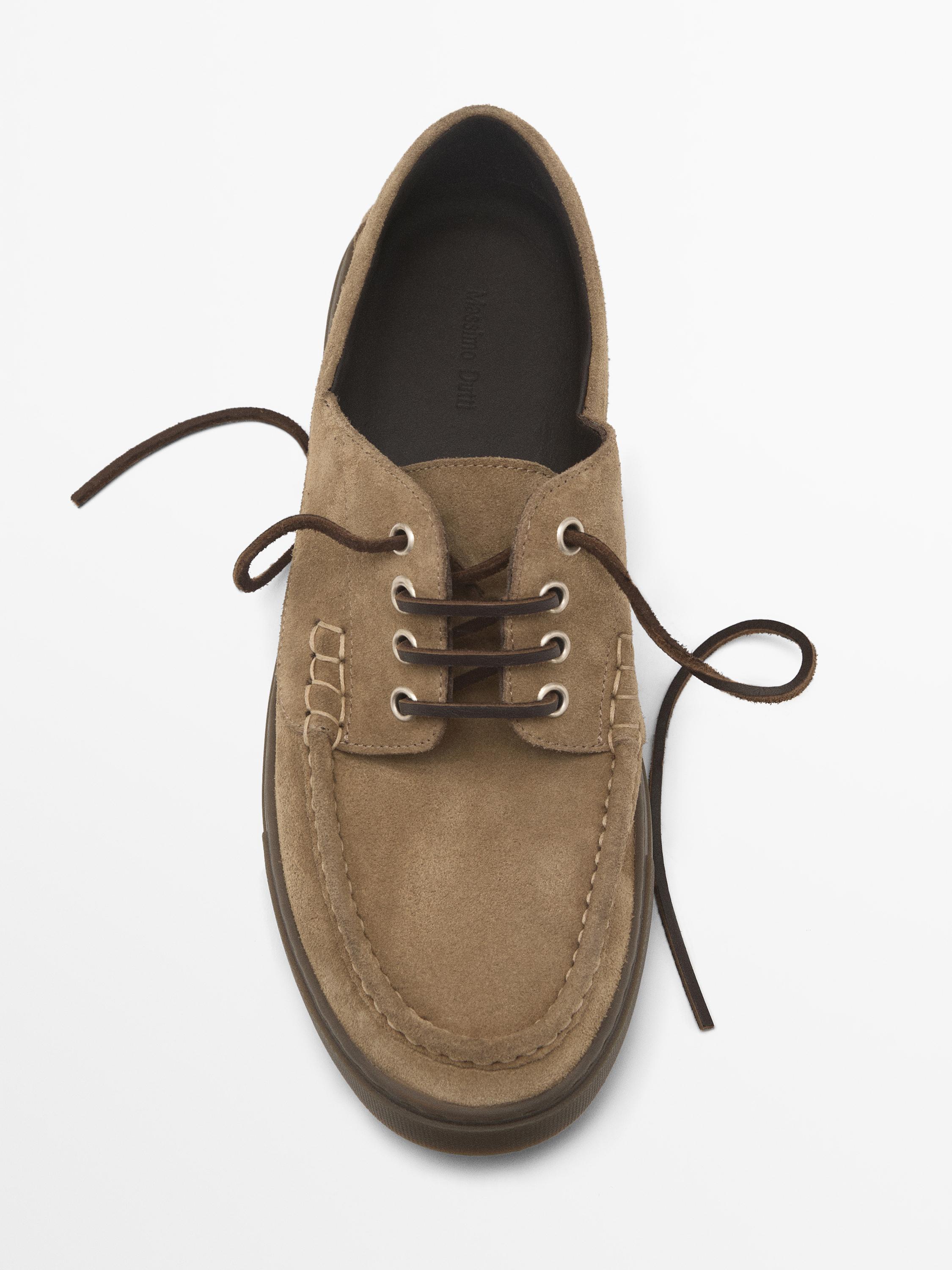 Split suede deck shoes