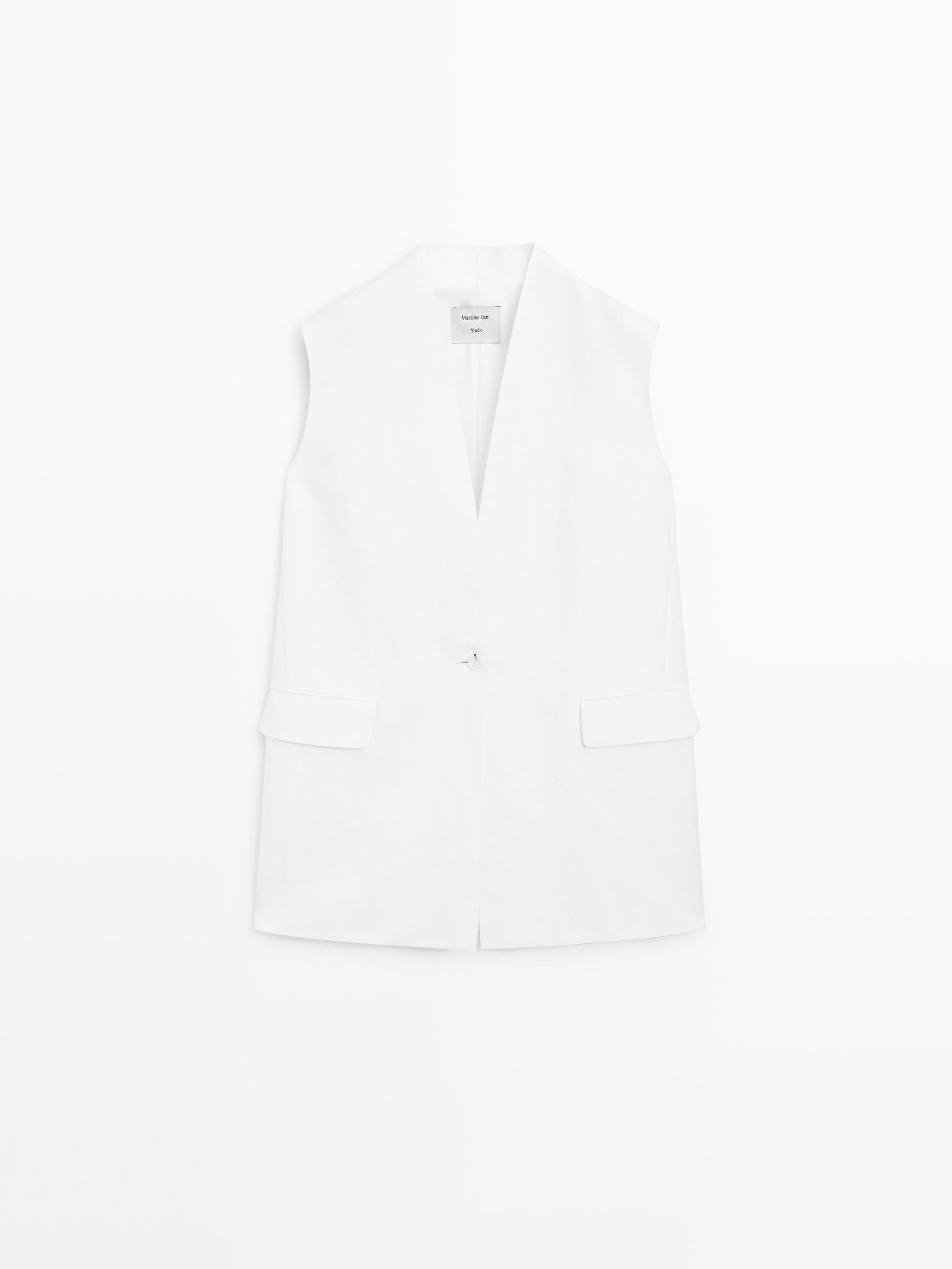 Waistcoat with pocket details - STUDIO — WHITE