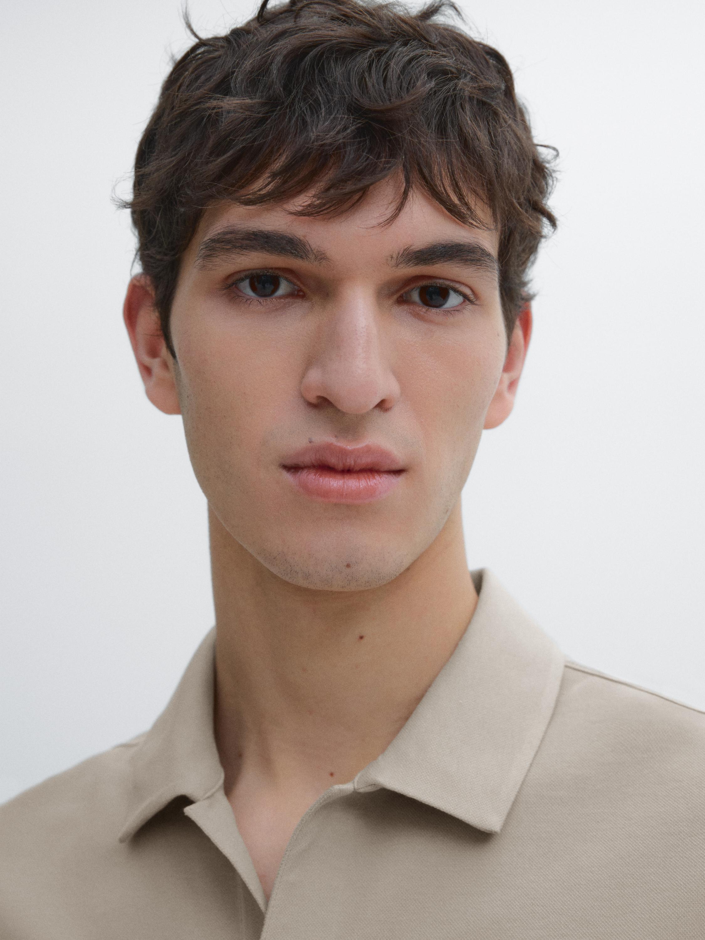 Cotton blend short sleeve polo shirt