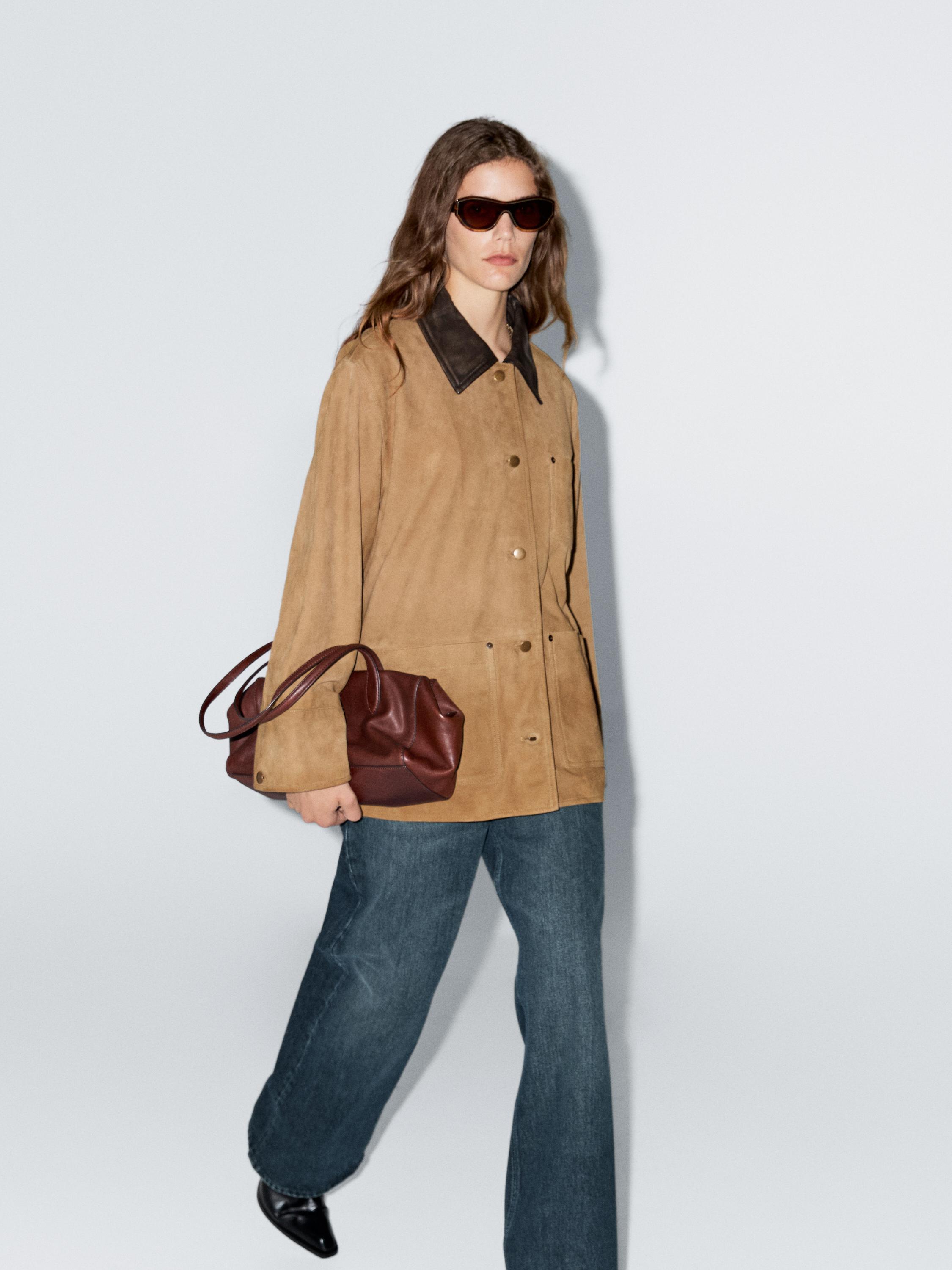 Chaqueta detalle cuello piel ante