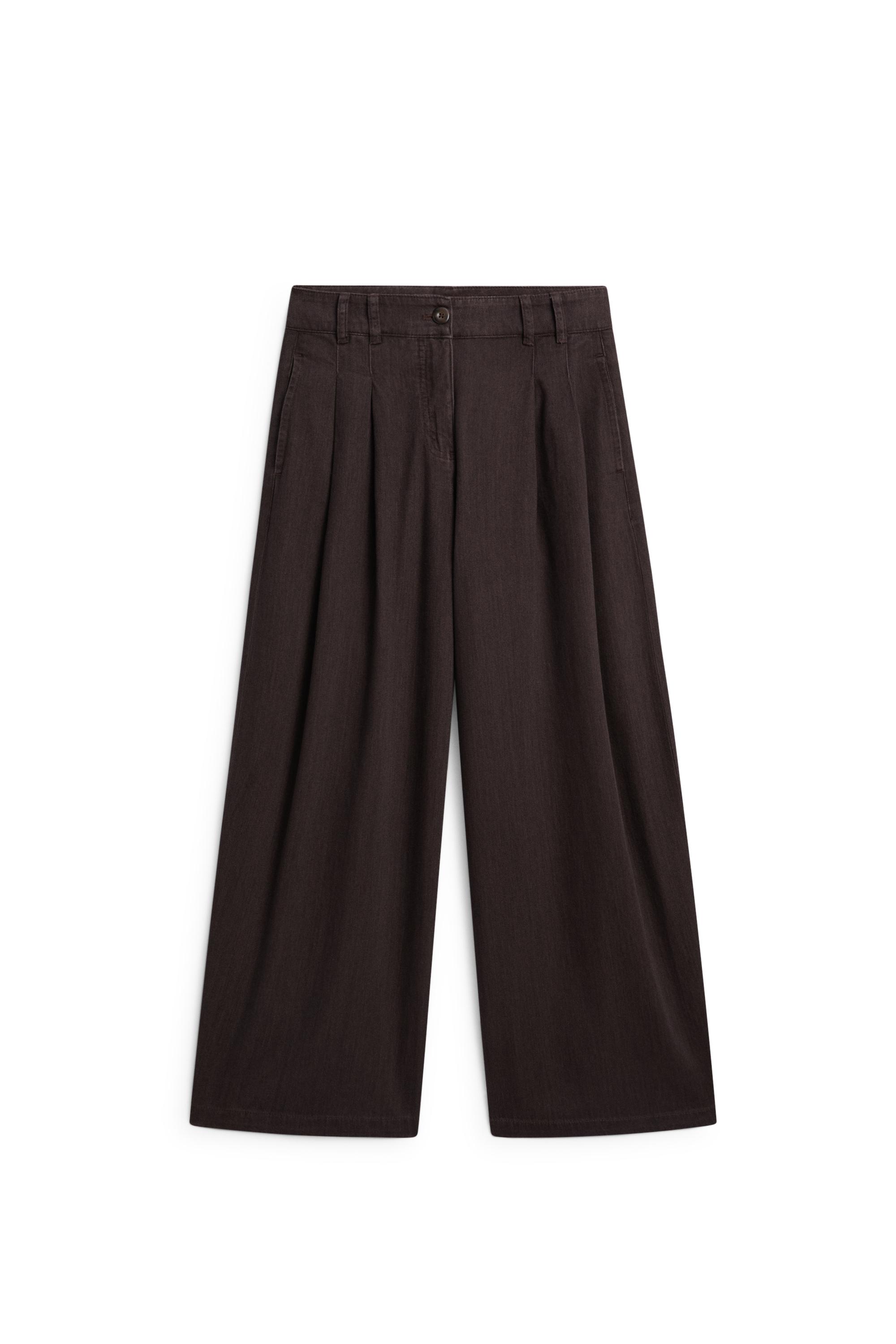 Pleated barrel fit jeans — BROWN