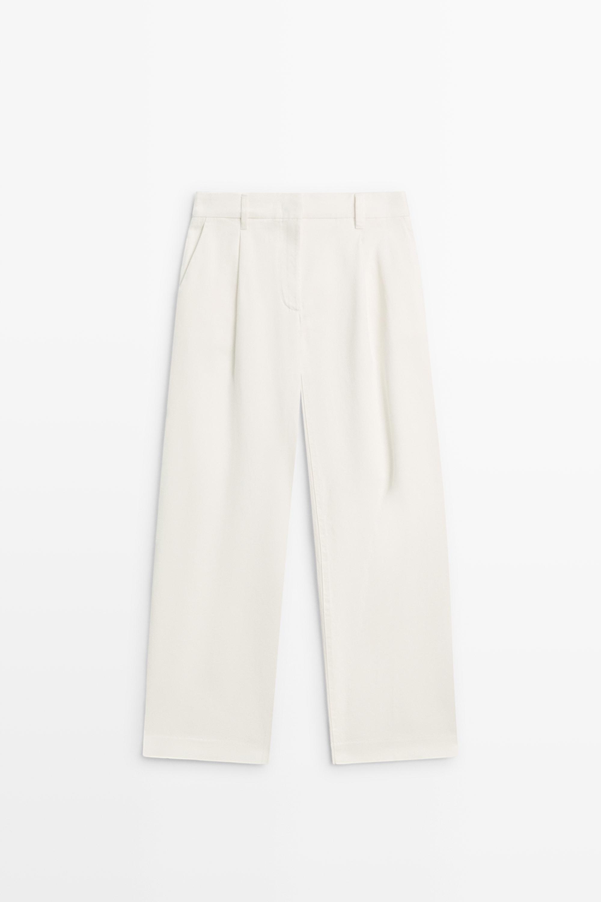 Low-rise wide-leg pleated pants