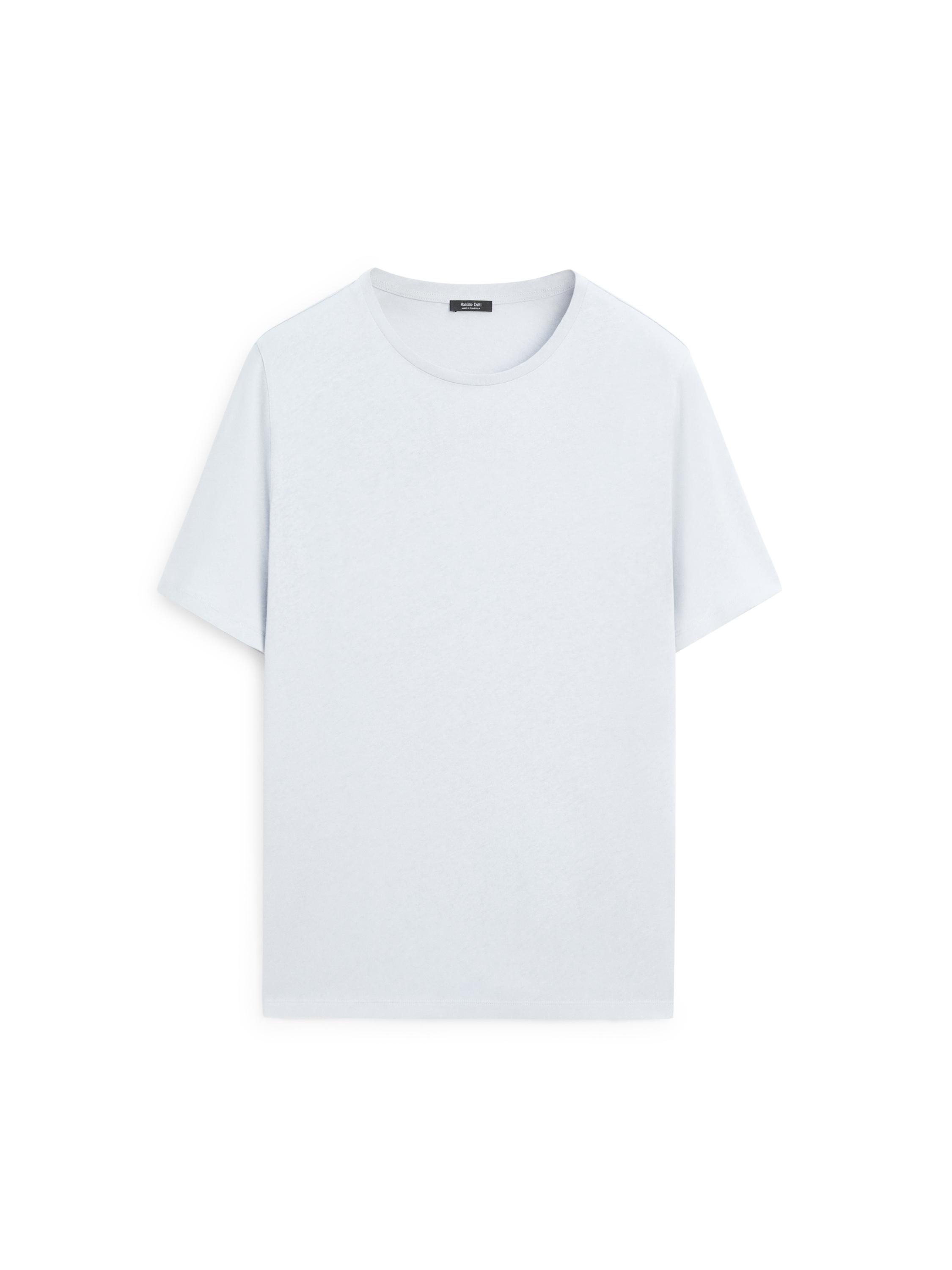 Short sleeve linen and cotton T-shirt — Light Blue
