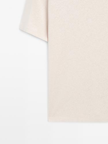 Short sleeve linen and cotton T-shirt — BROWN 7