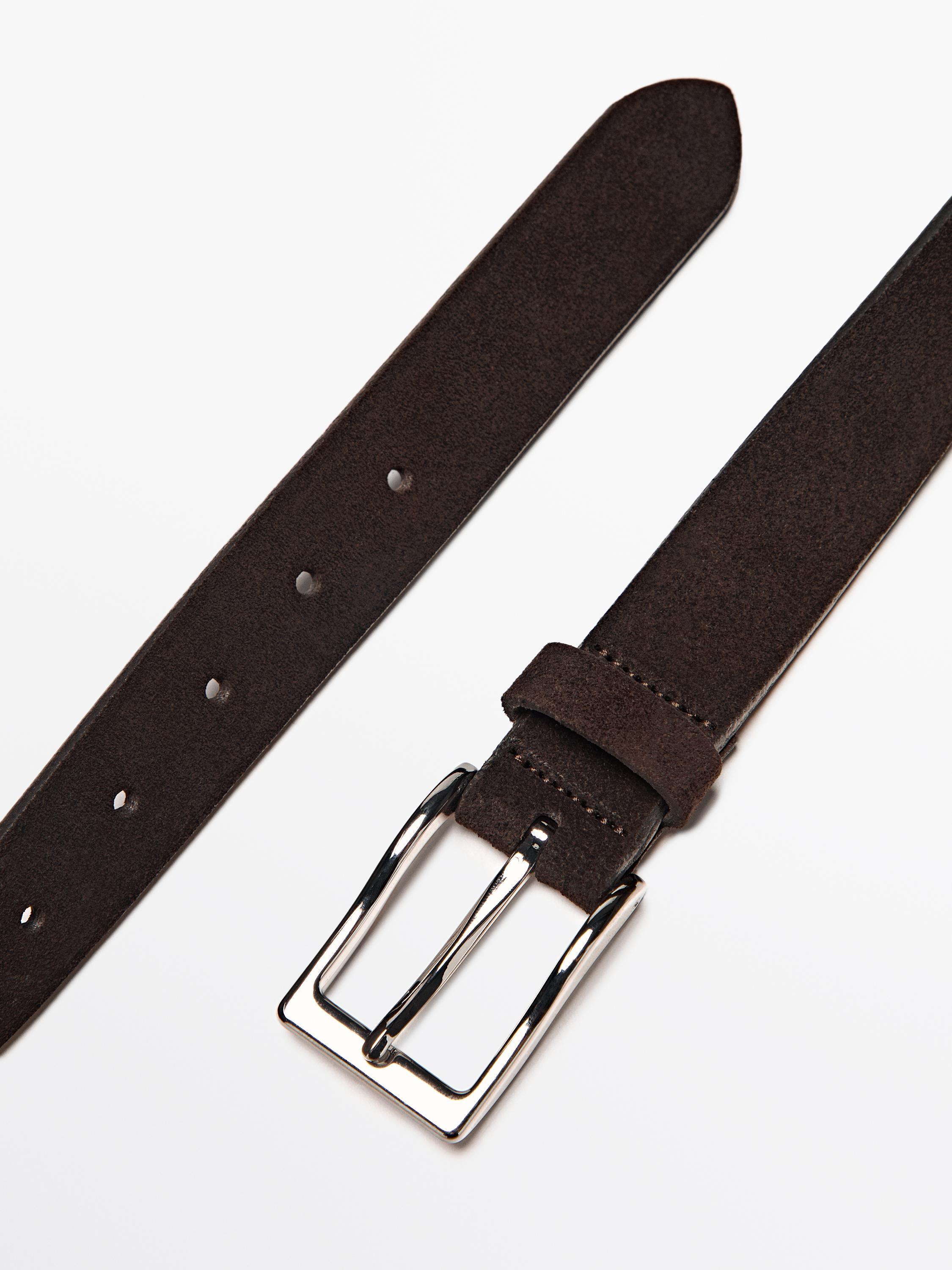 Plush nappa leather belt — BROWN