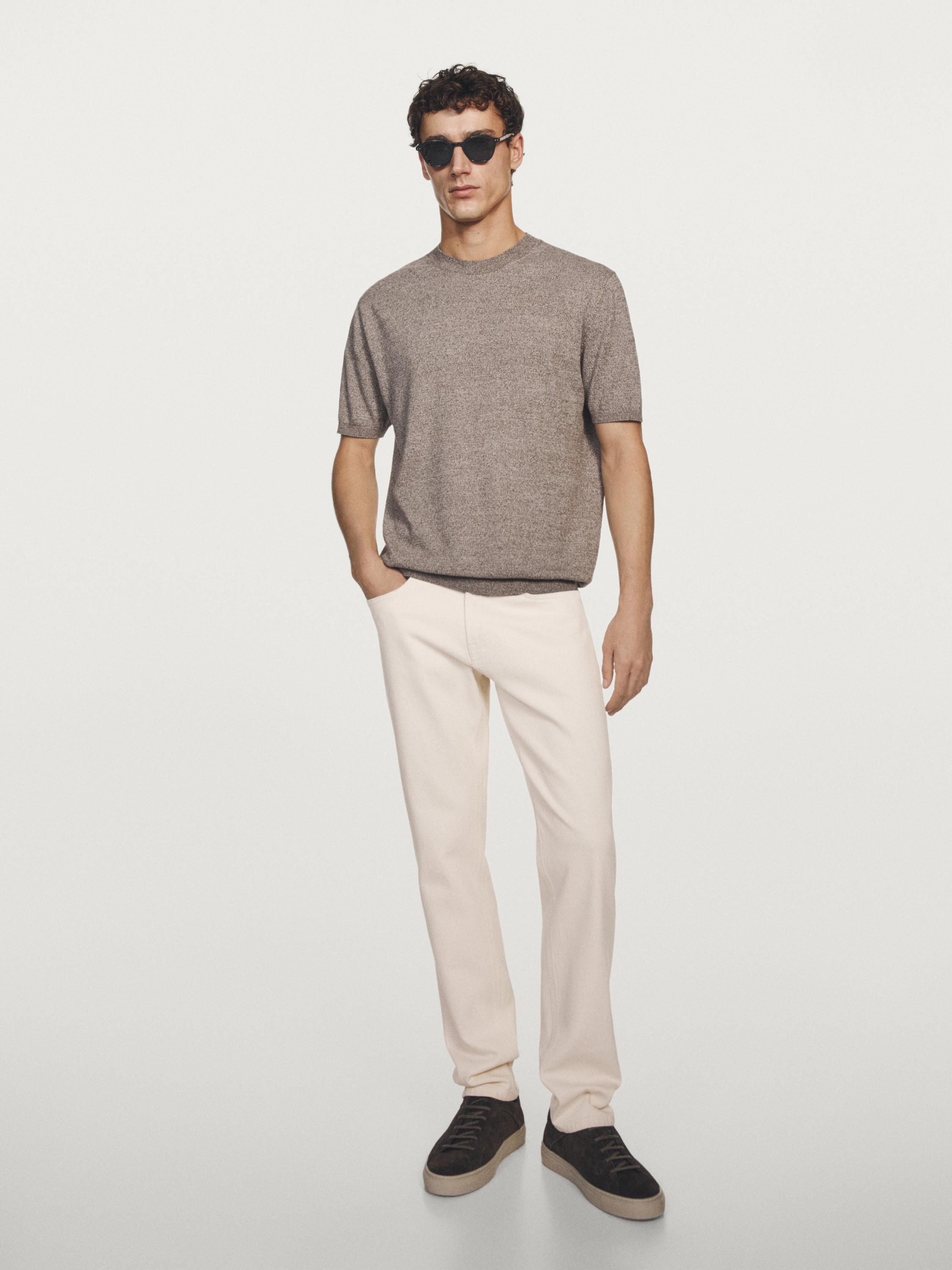 Short sleeve melange knit T-shirt