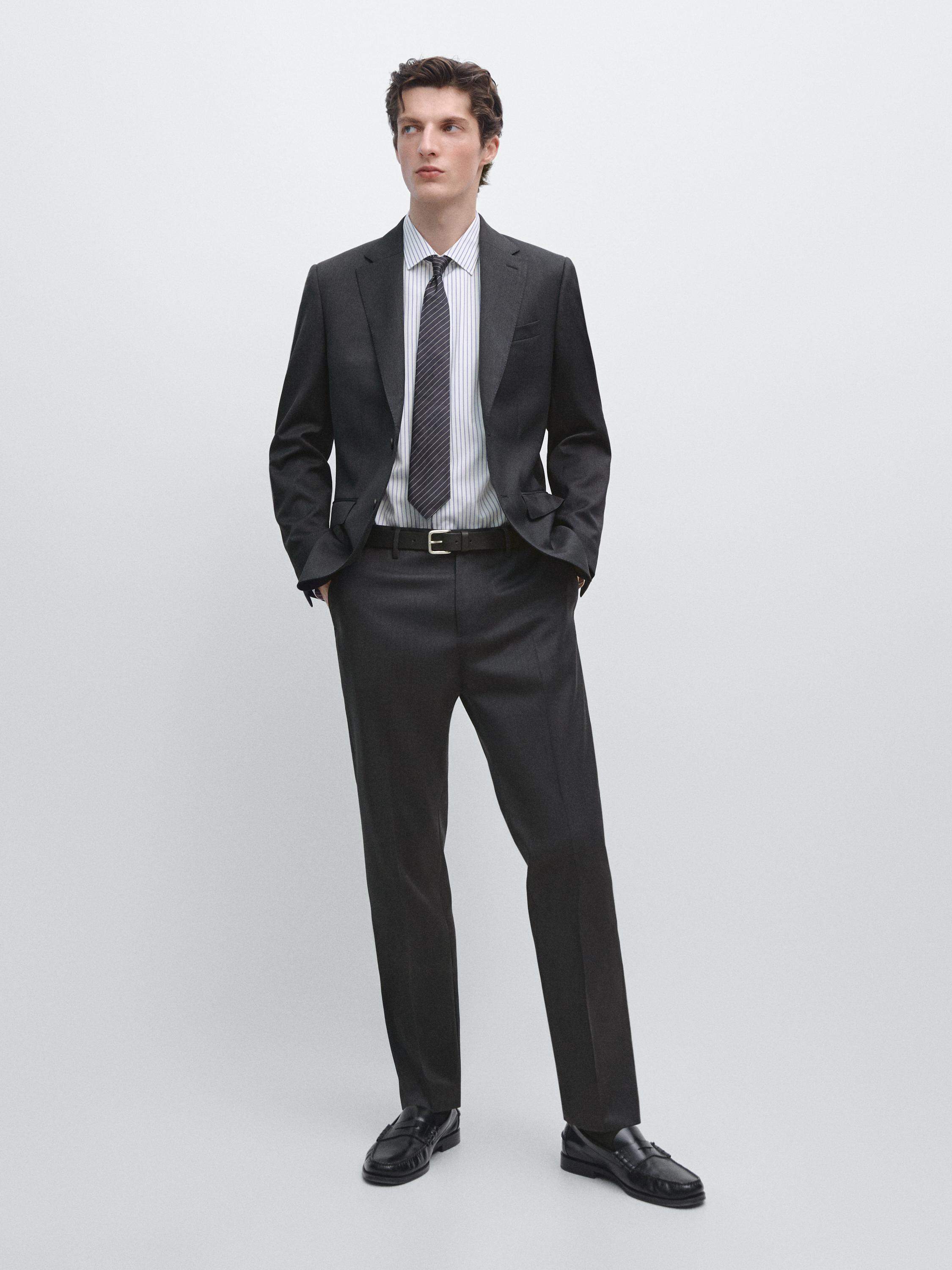 100% cool wool suit blazer — CHARCOAL
