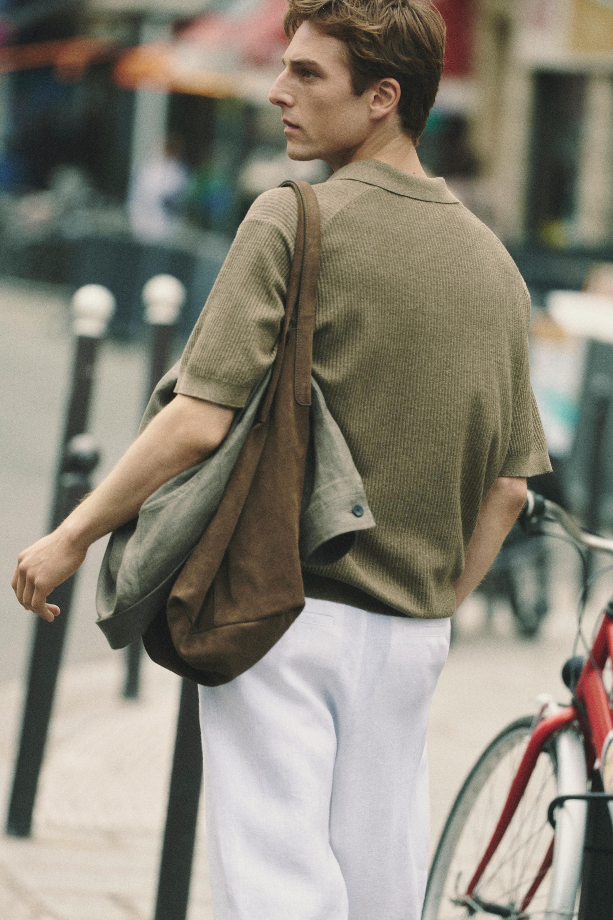 Cotton blend knit polo shirt — DARK OLIVE GREEN