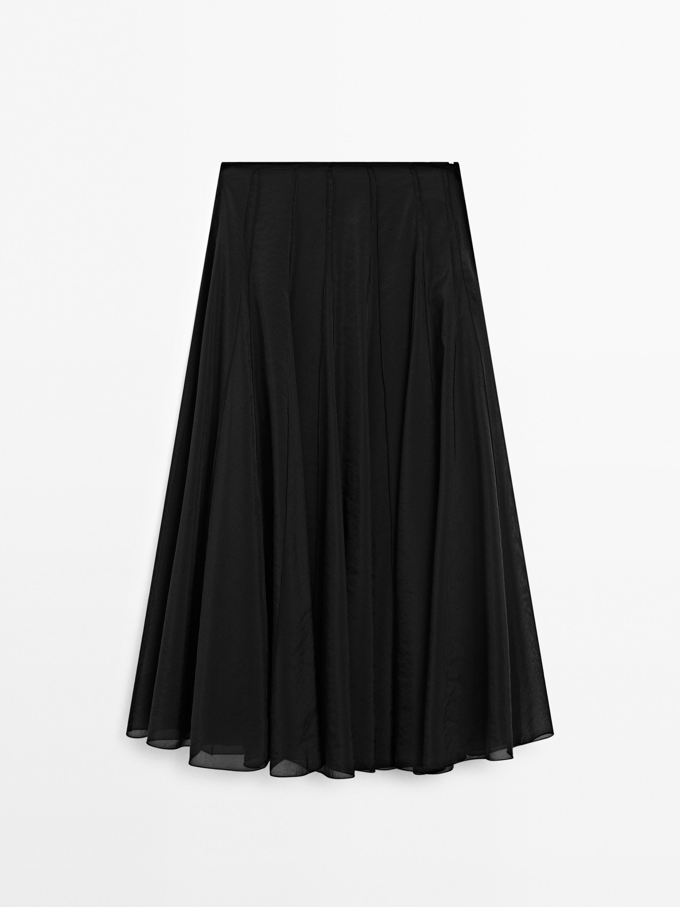Long flounce godet skirt