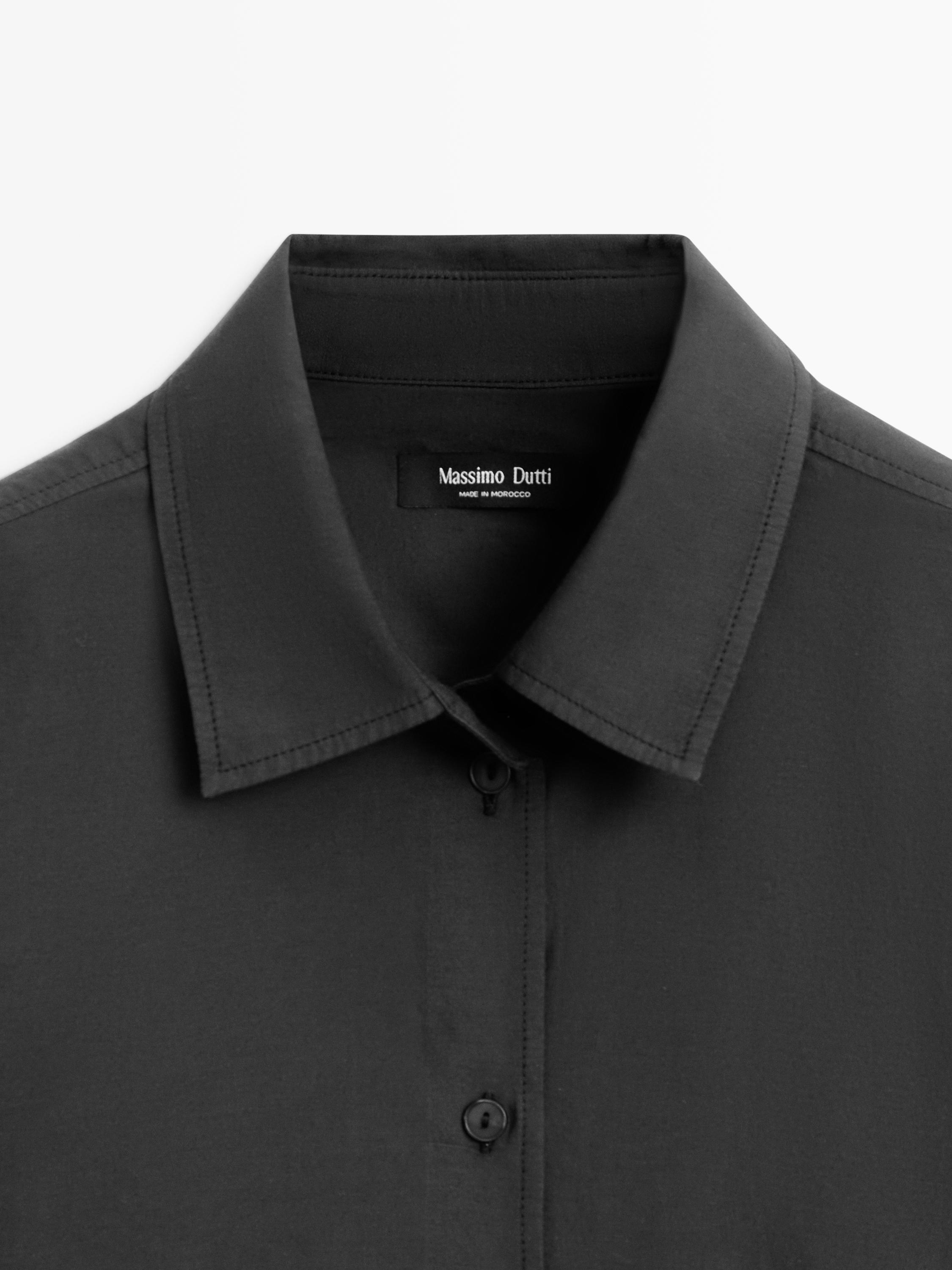 Flowing cotton-silk shirt — BLACK