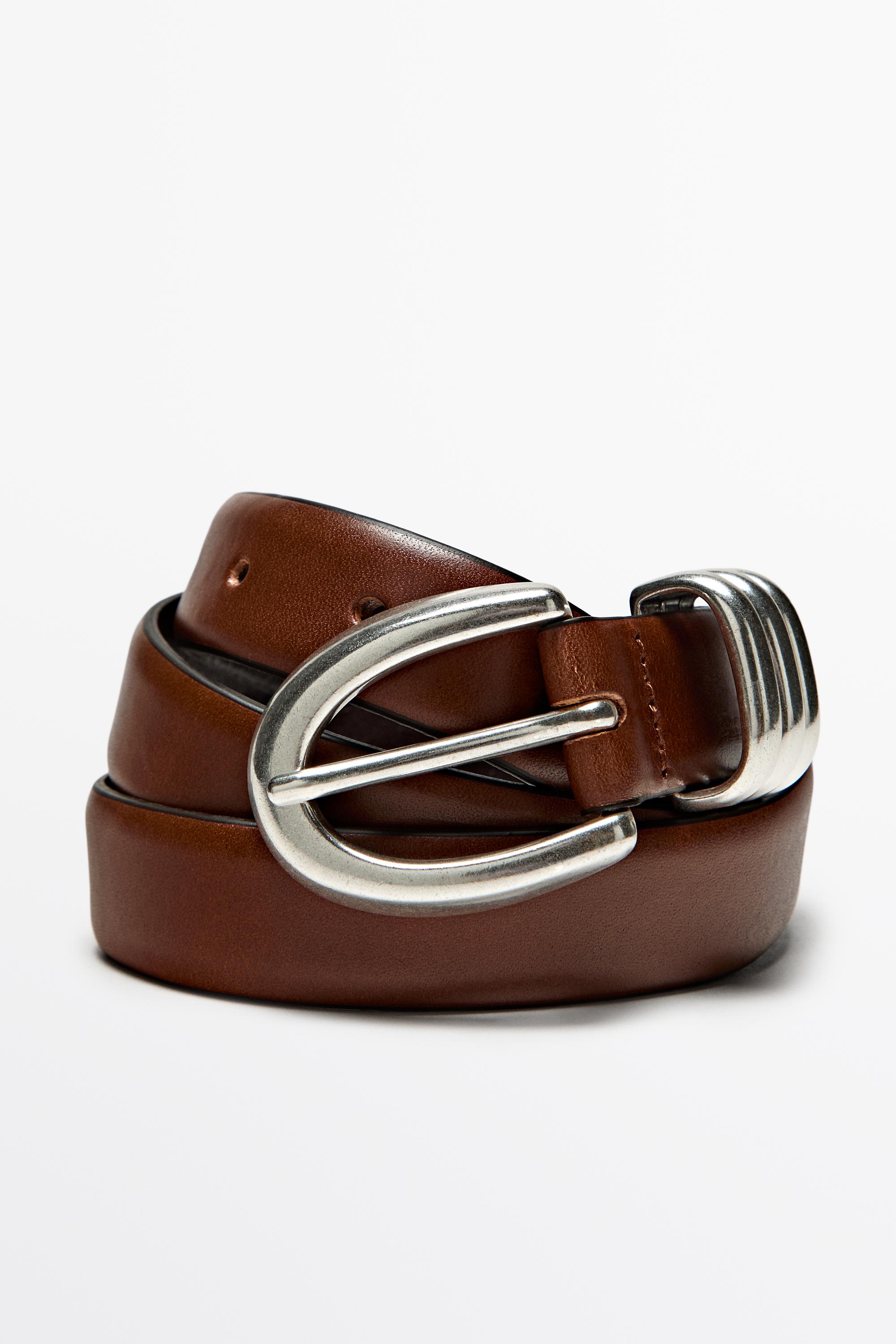 Nappa leather belt with metal detail — LEATHER