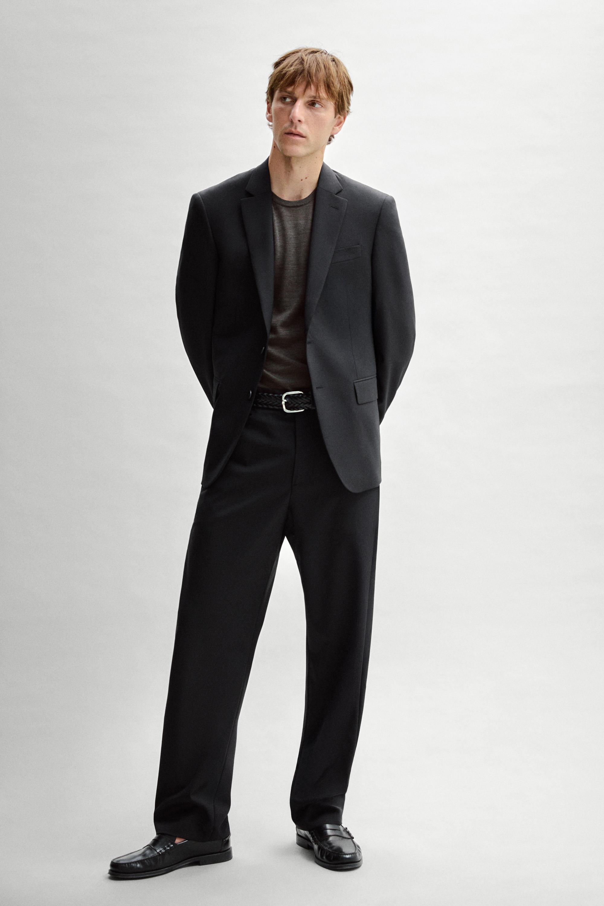 100% cool wool suit blazer — BLACK