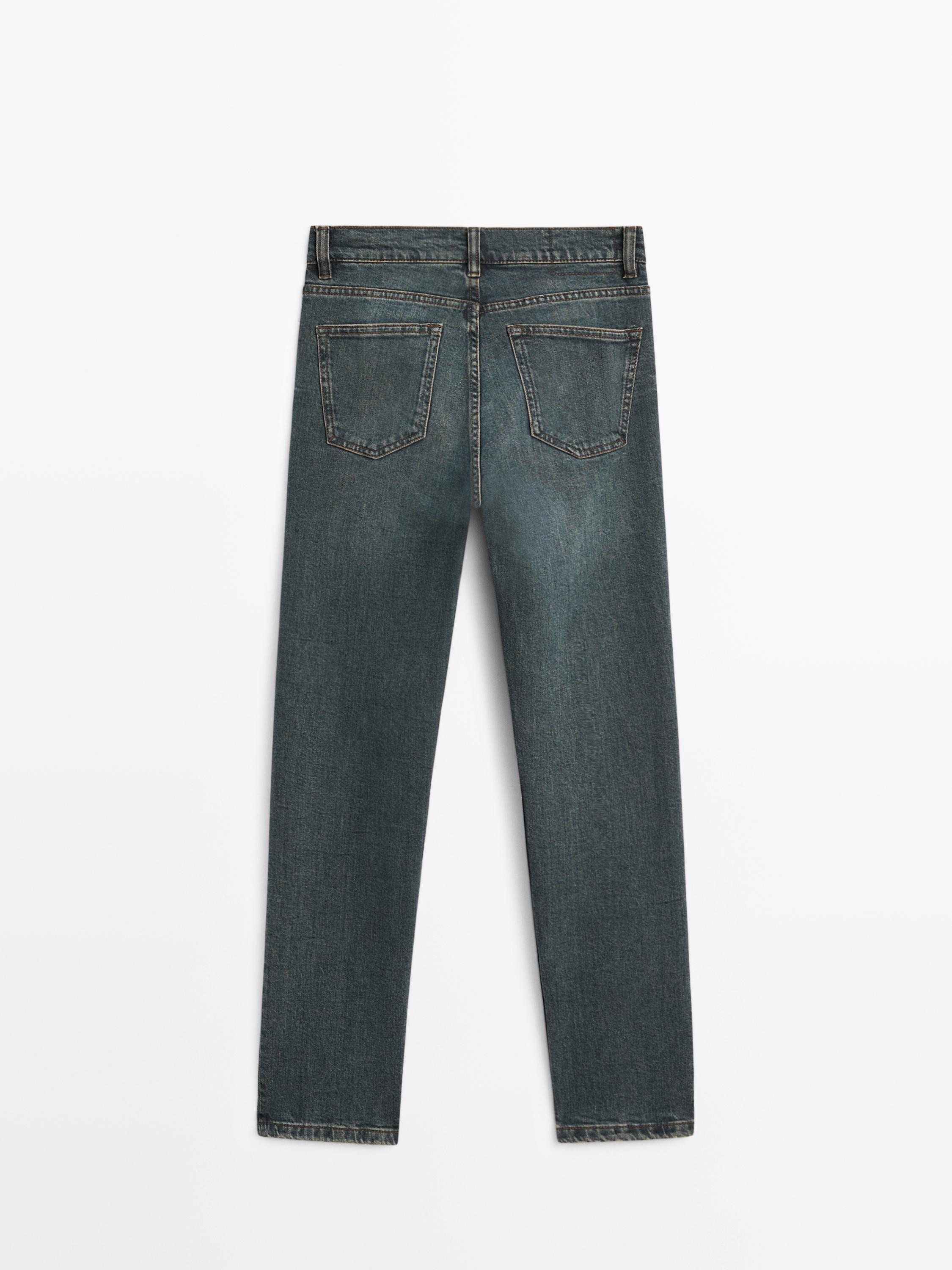 Mid-rise cropped slim fit jeans — Dark blue