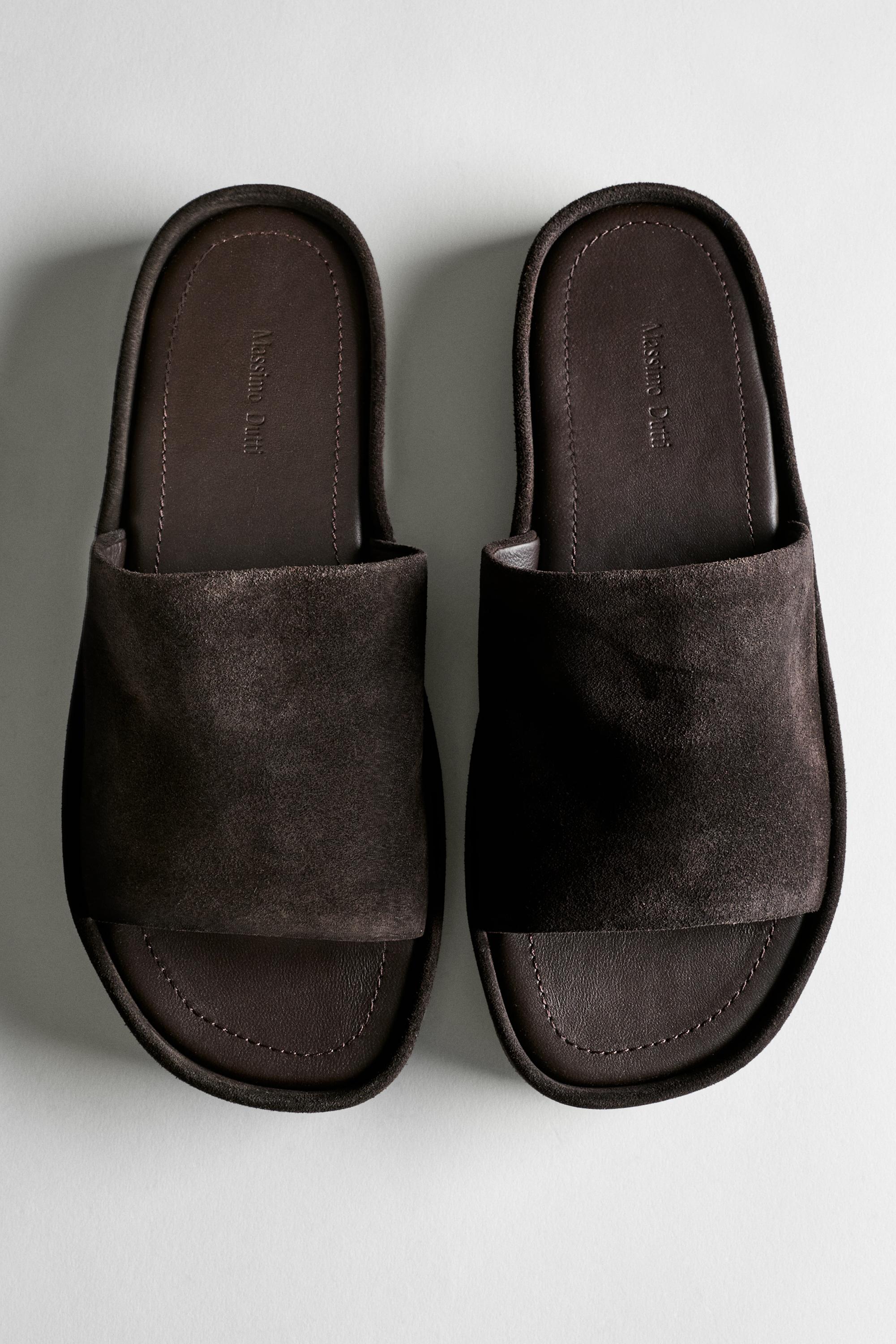 Platform slide sandals — BROWN
