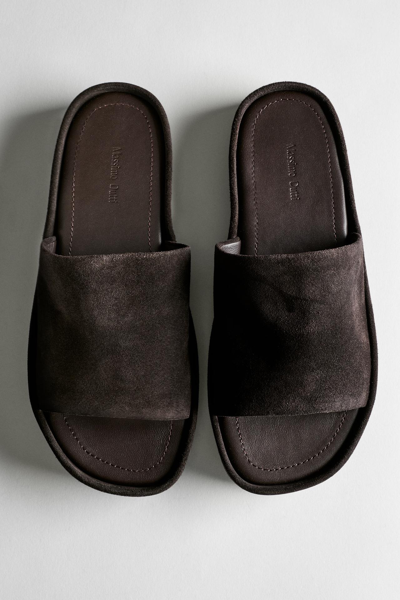 Platform slide sandals — BROWN
