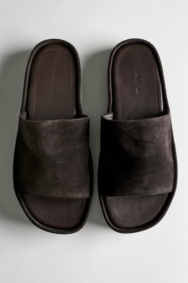 Platform slide sandals — BROWN 1