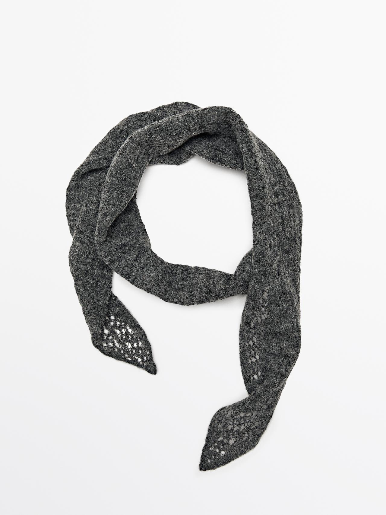 Massimo Dutti - Dame - Halstørklæde I Strik - Grå - 01