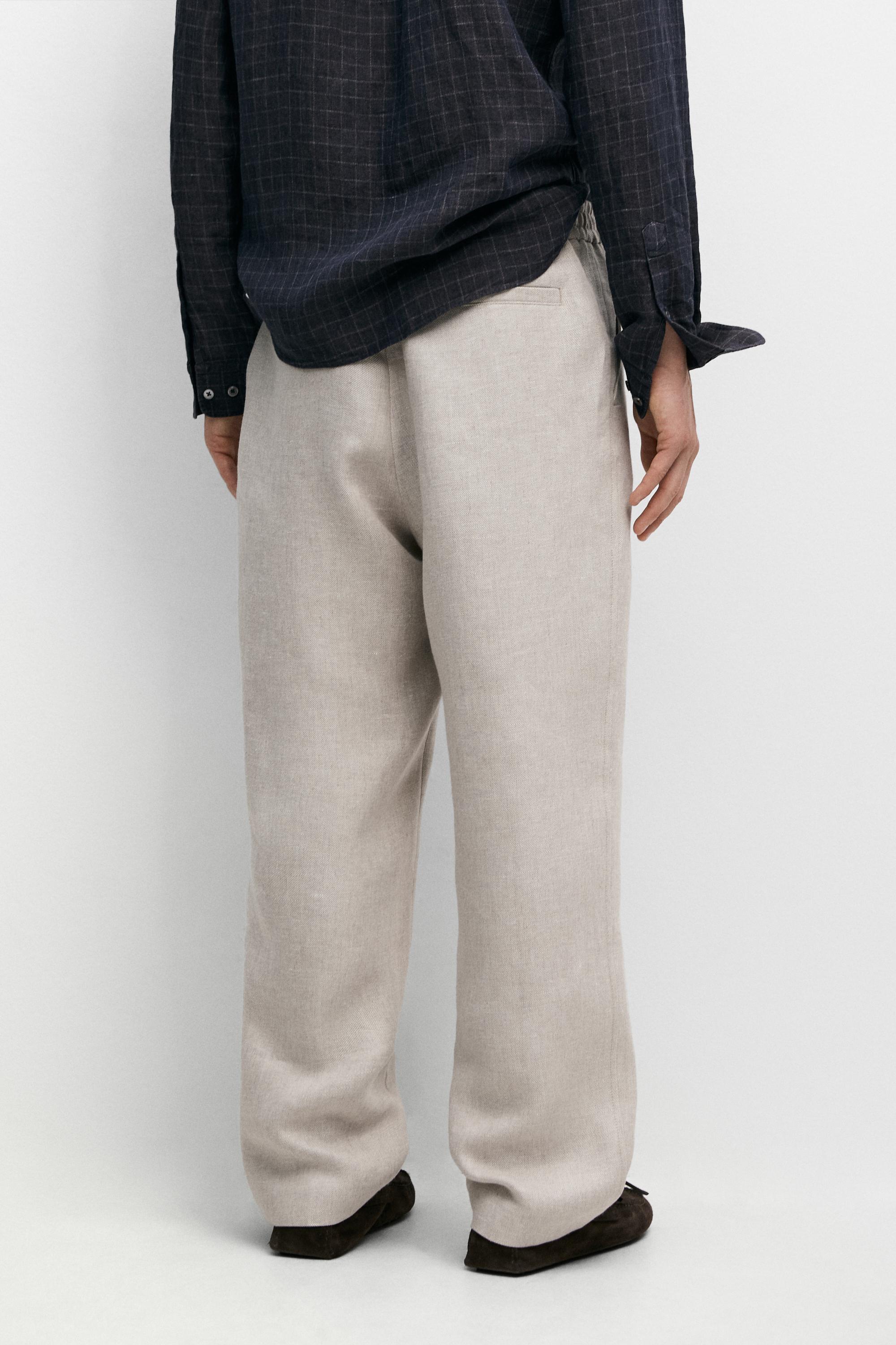 100% linen textured co-ord pants — CREAM