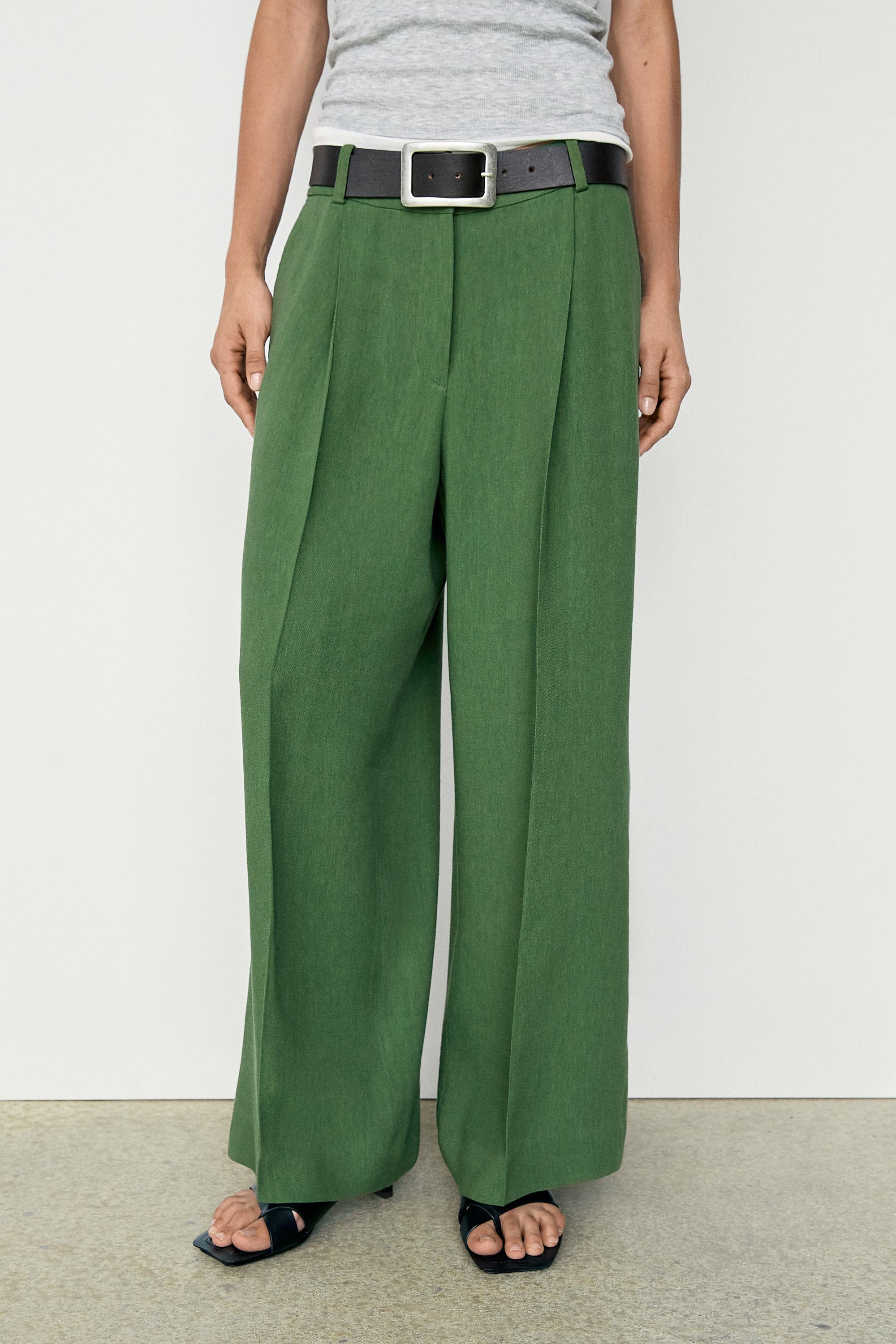 Flowing total look pants — BLUISH GREEN