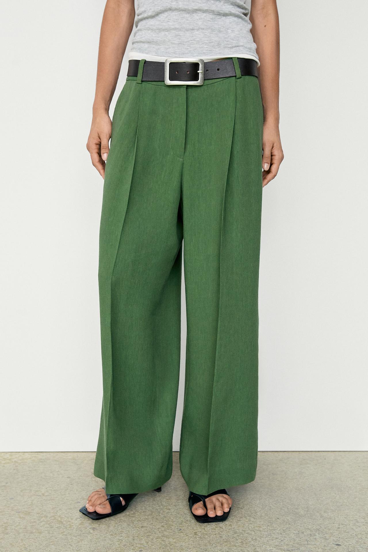 Flowing total look pants — BLUISH GREEN