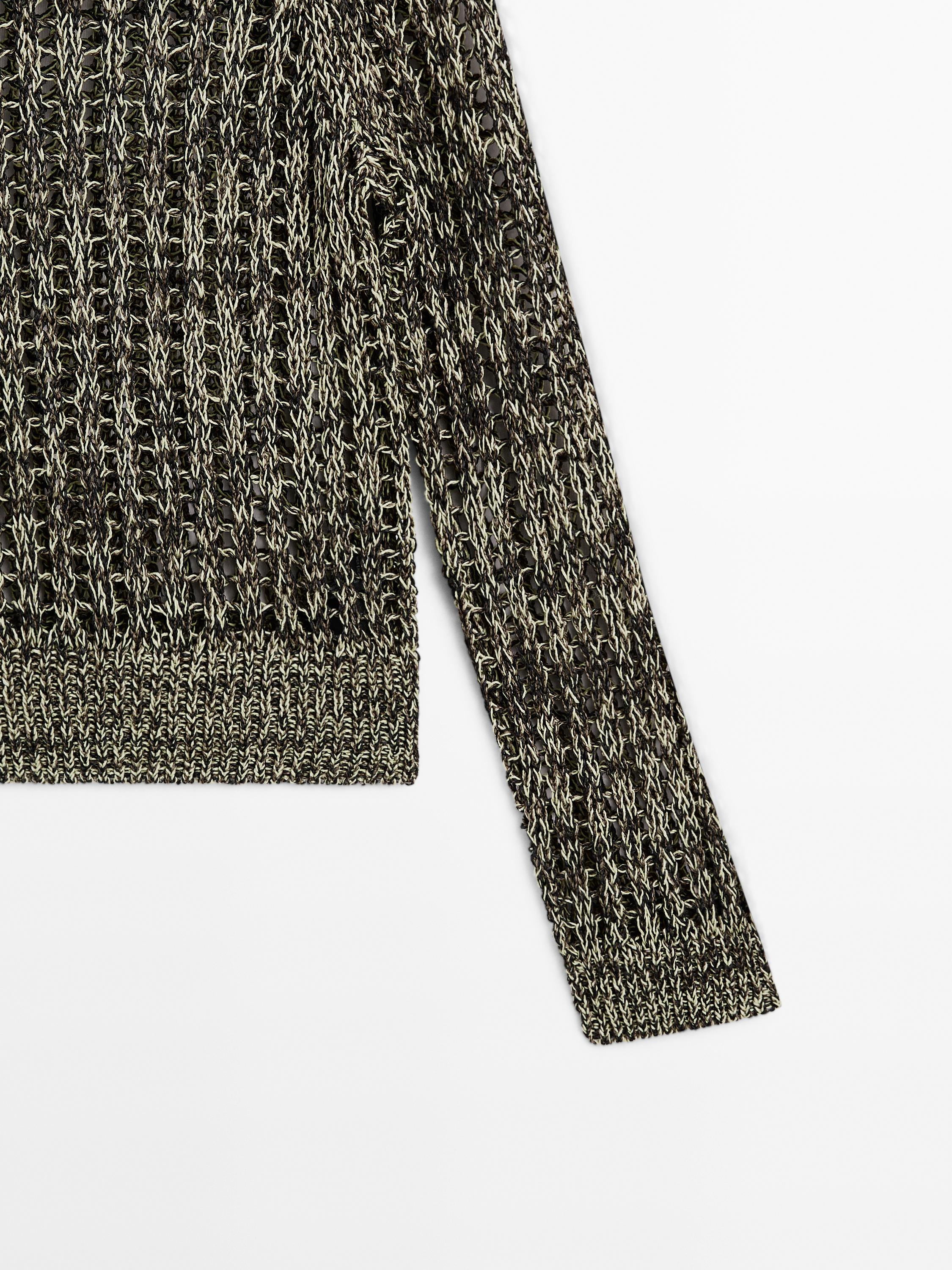 Cotton blend cutwork sweater