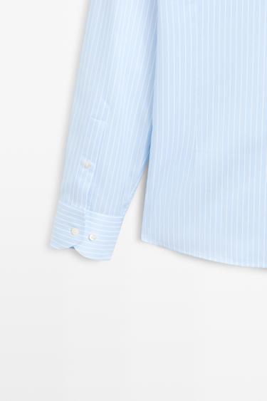 Slim fit striped 100% cotton shirt — SKY BLUE 7