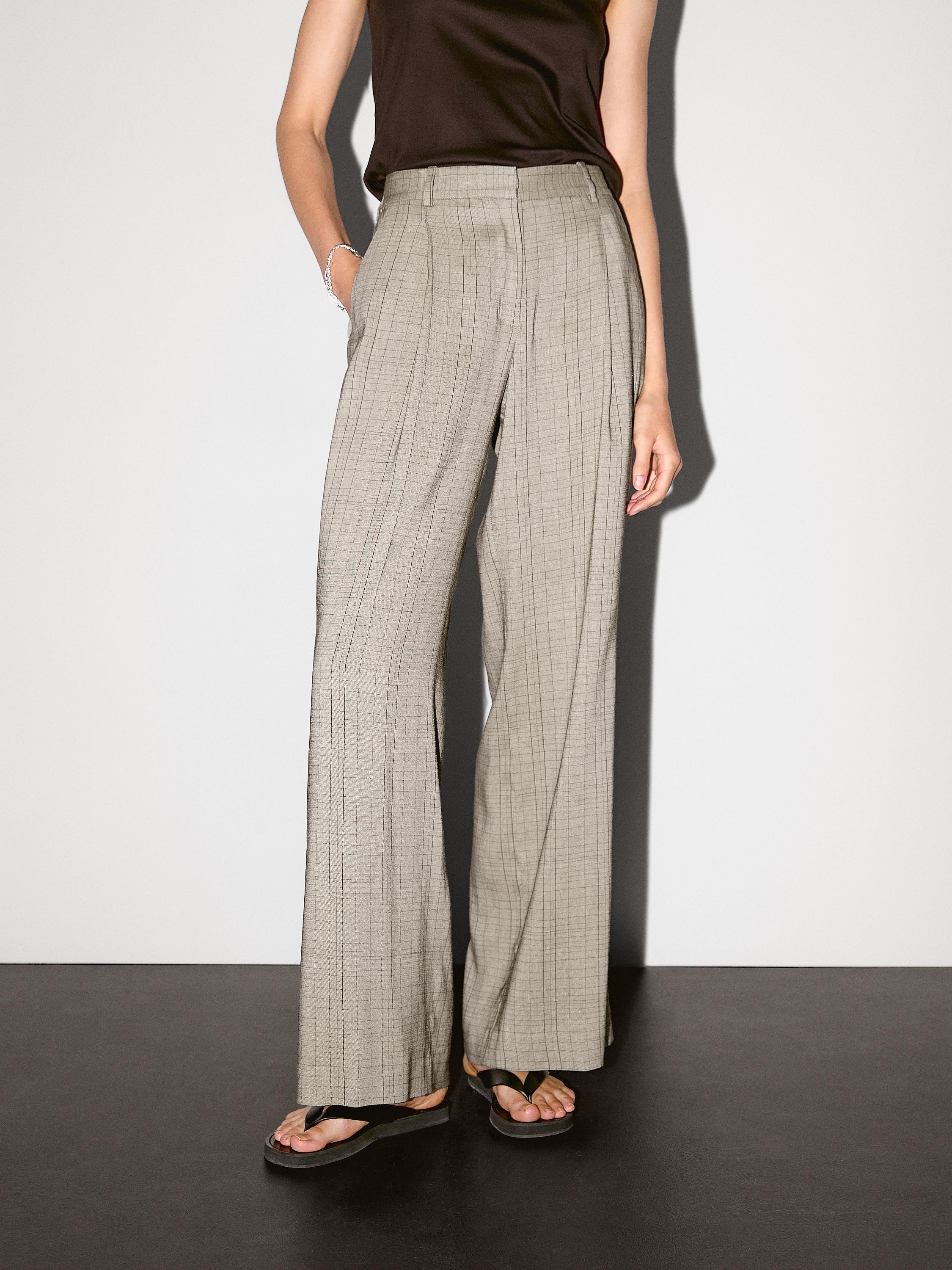Check print suit trousers