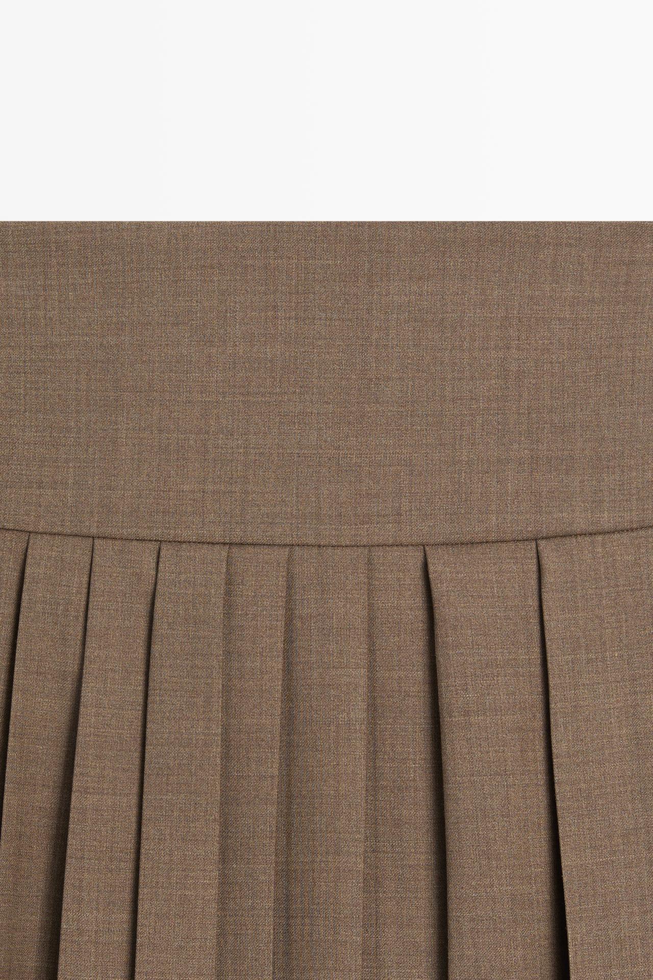 Pleated wool-blend midi skirt — BROWN