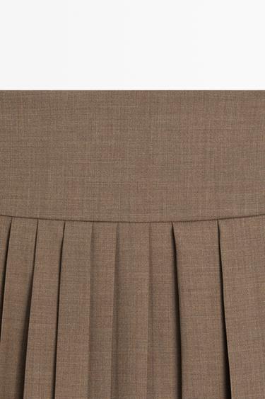 Pleated wool-blend midi skirt — BROWN 9