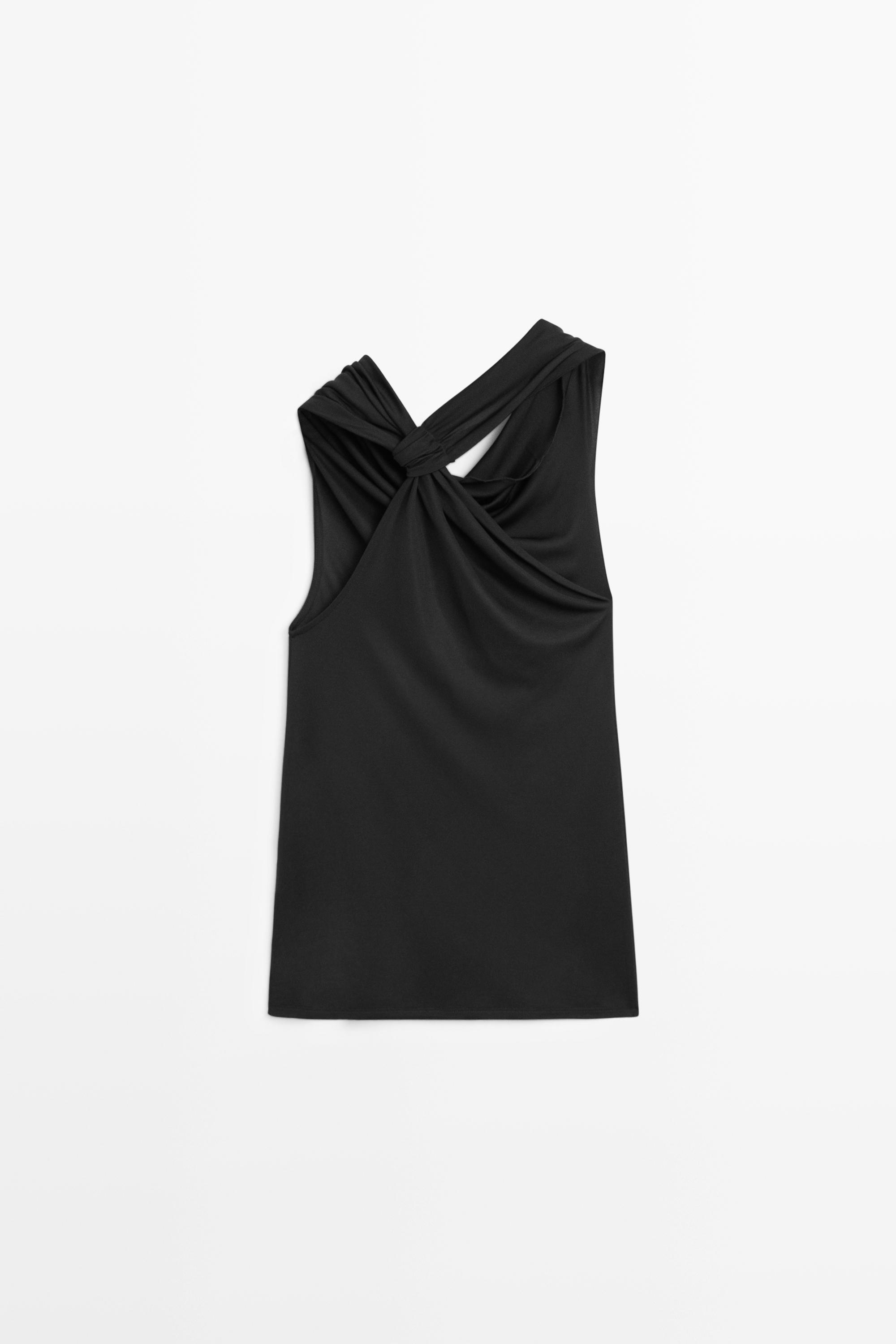 Flowing top with knot detail — BLACK