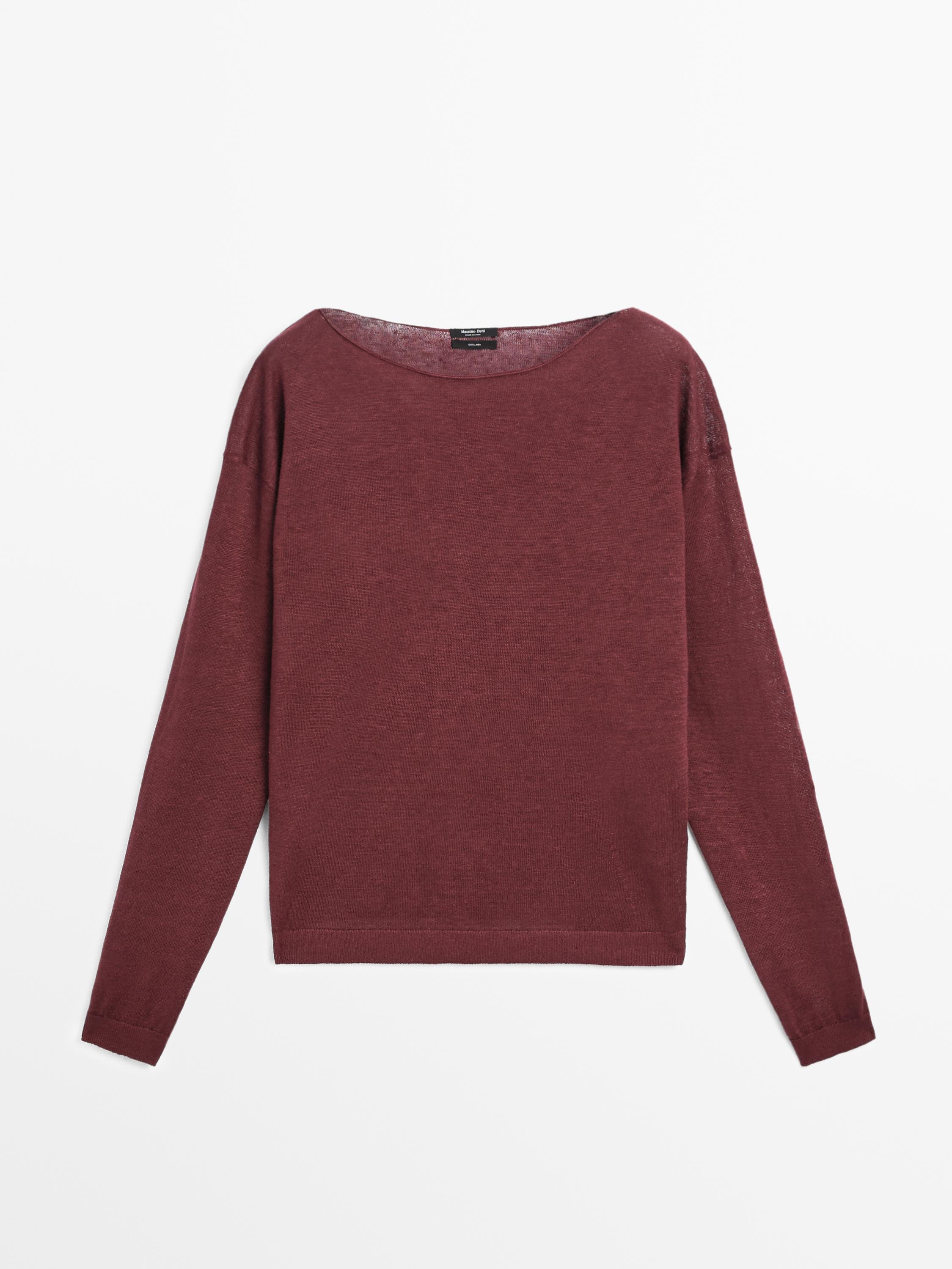 100% linen boat neck sweater