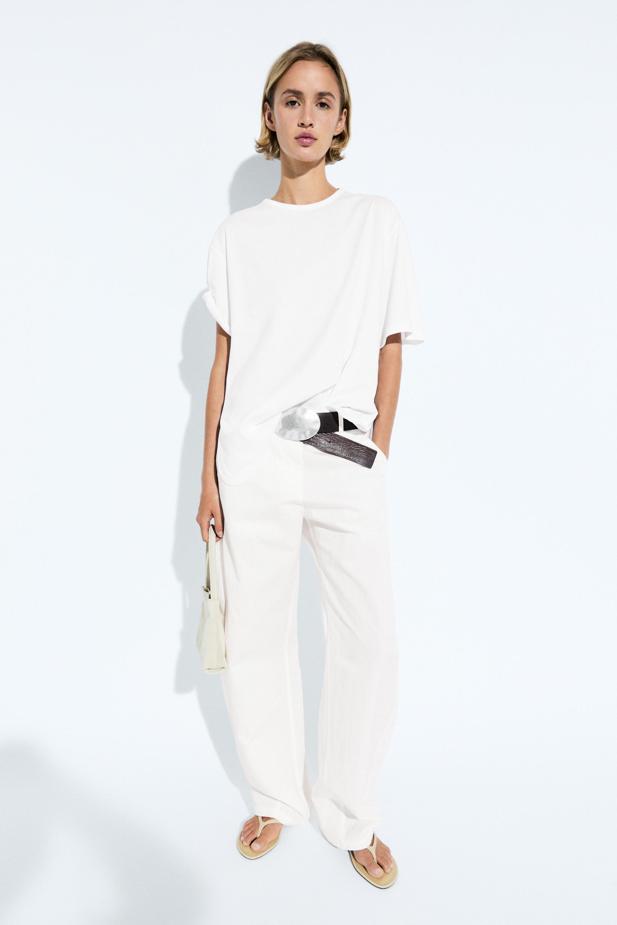 Flowing 100% cotton T-shirt — WHITE