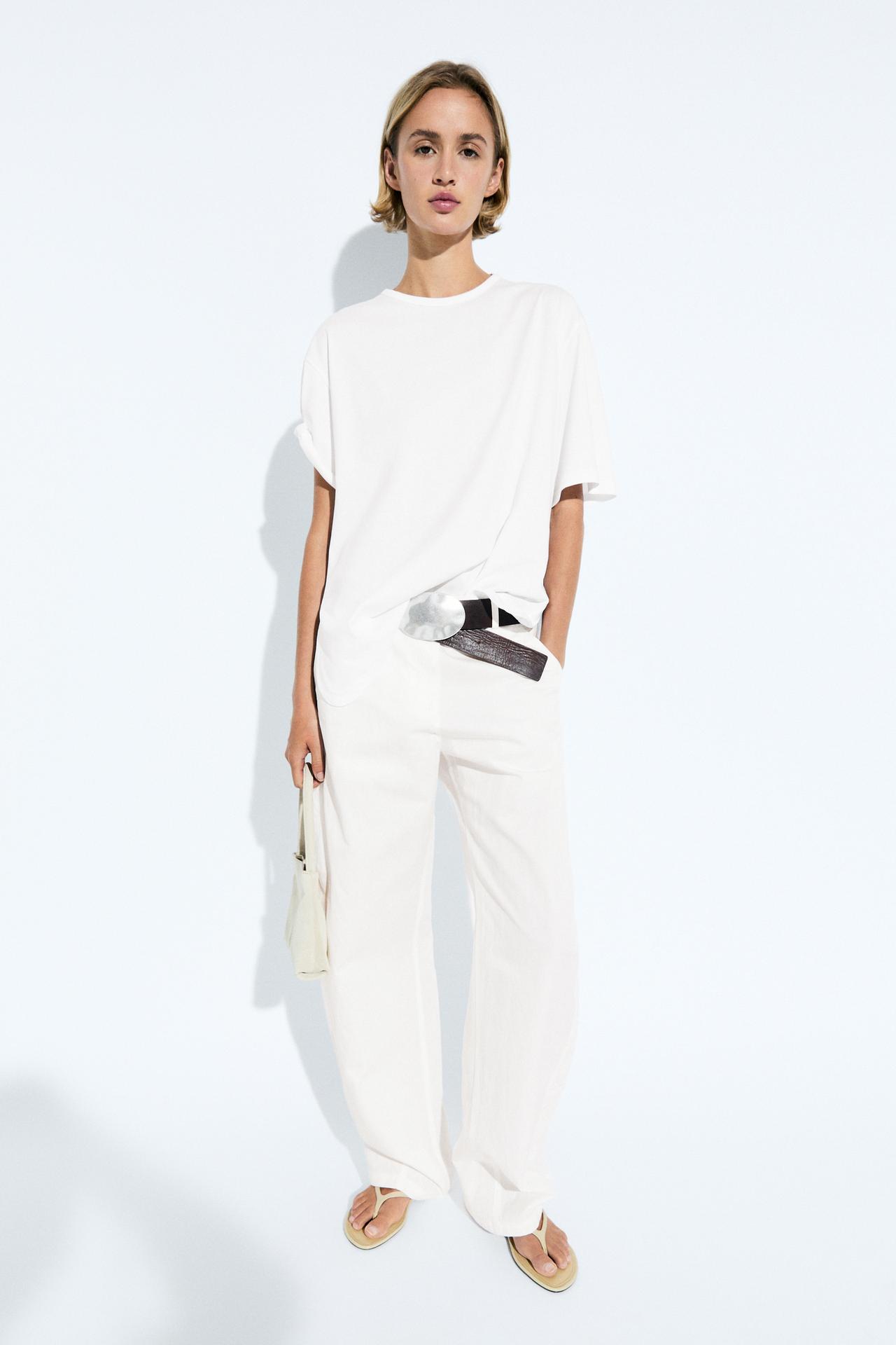 Flowing 100% cotton T-shirt — WHITE