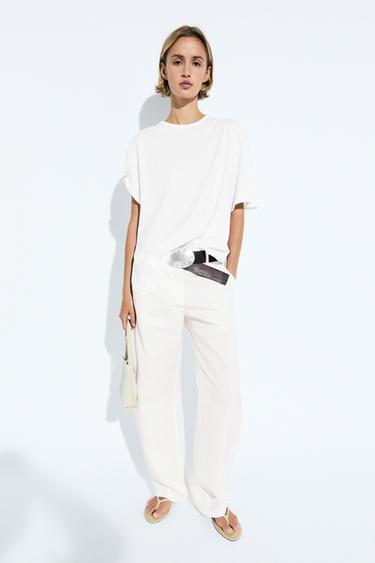 Flowing 100% cotton T-shirt — WHITE 1