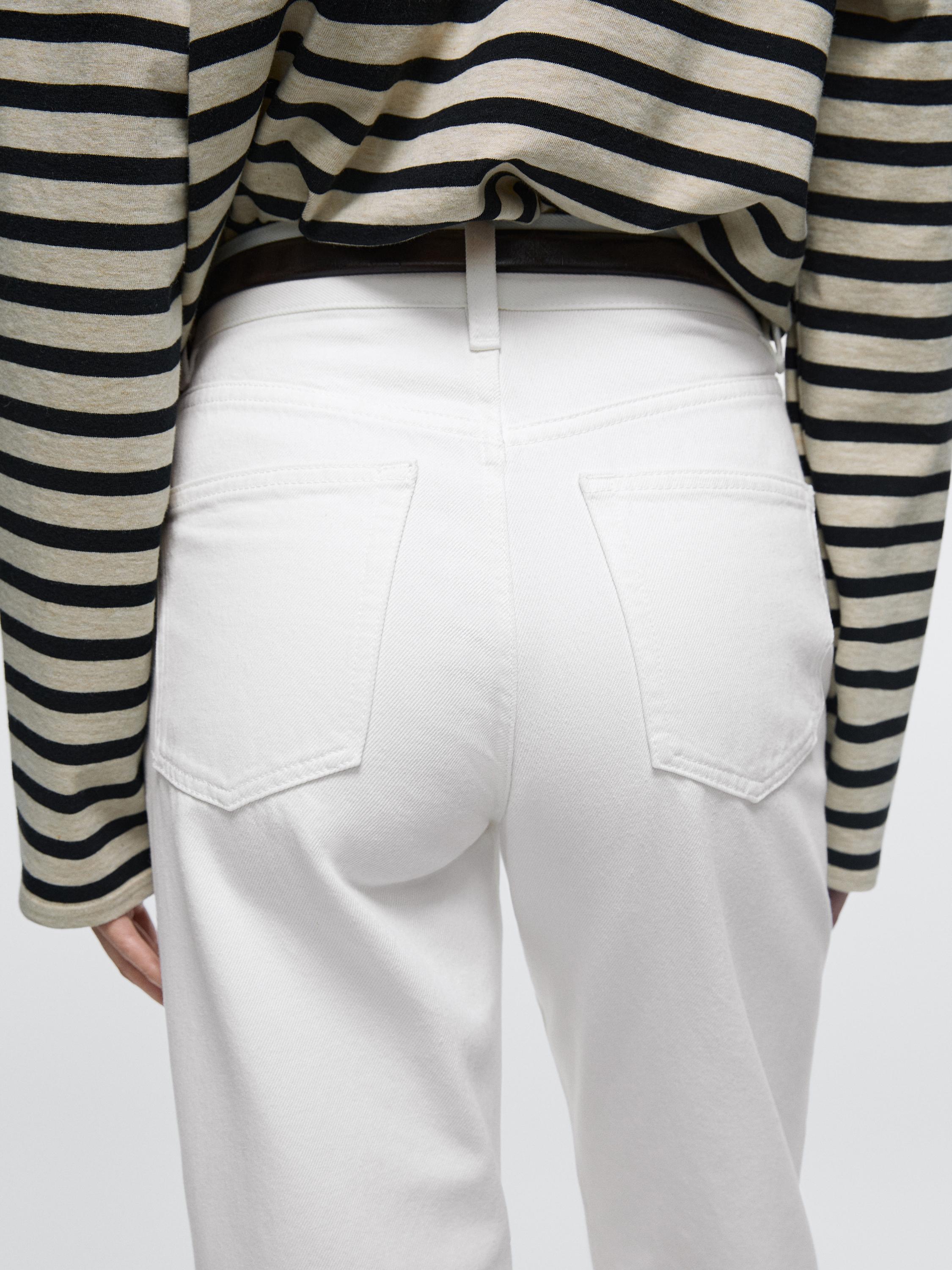 Straight-leg high-waist jeans — Off white