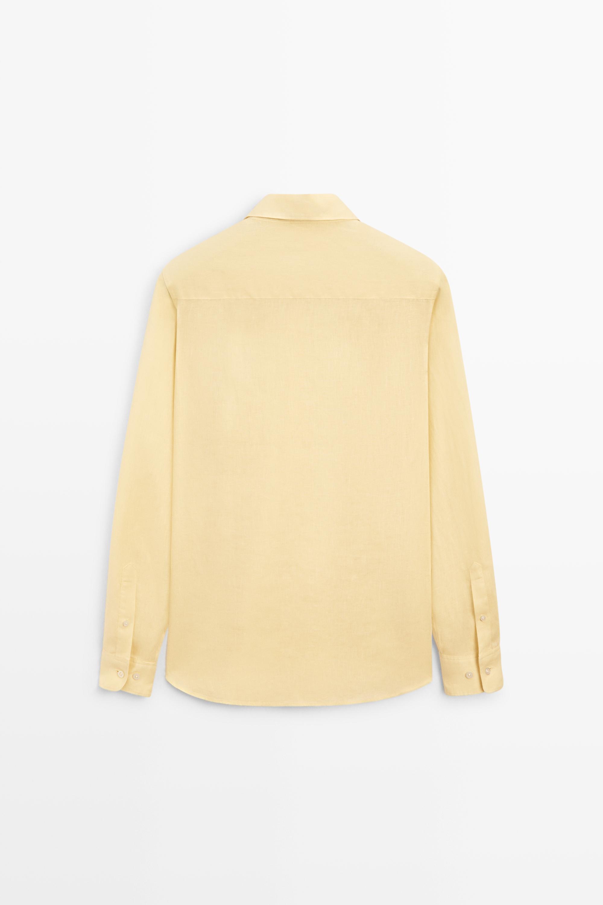 100% linen slim fit shirt — YELLOW