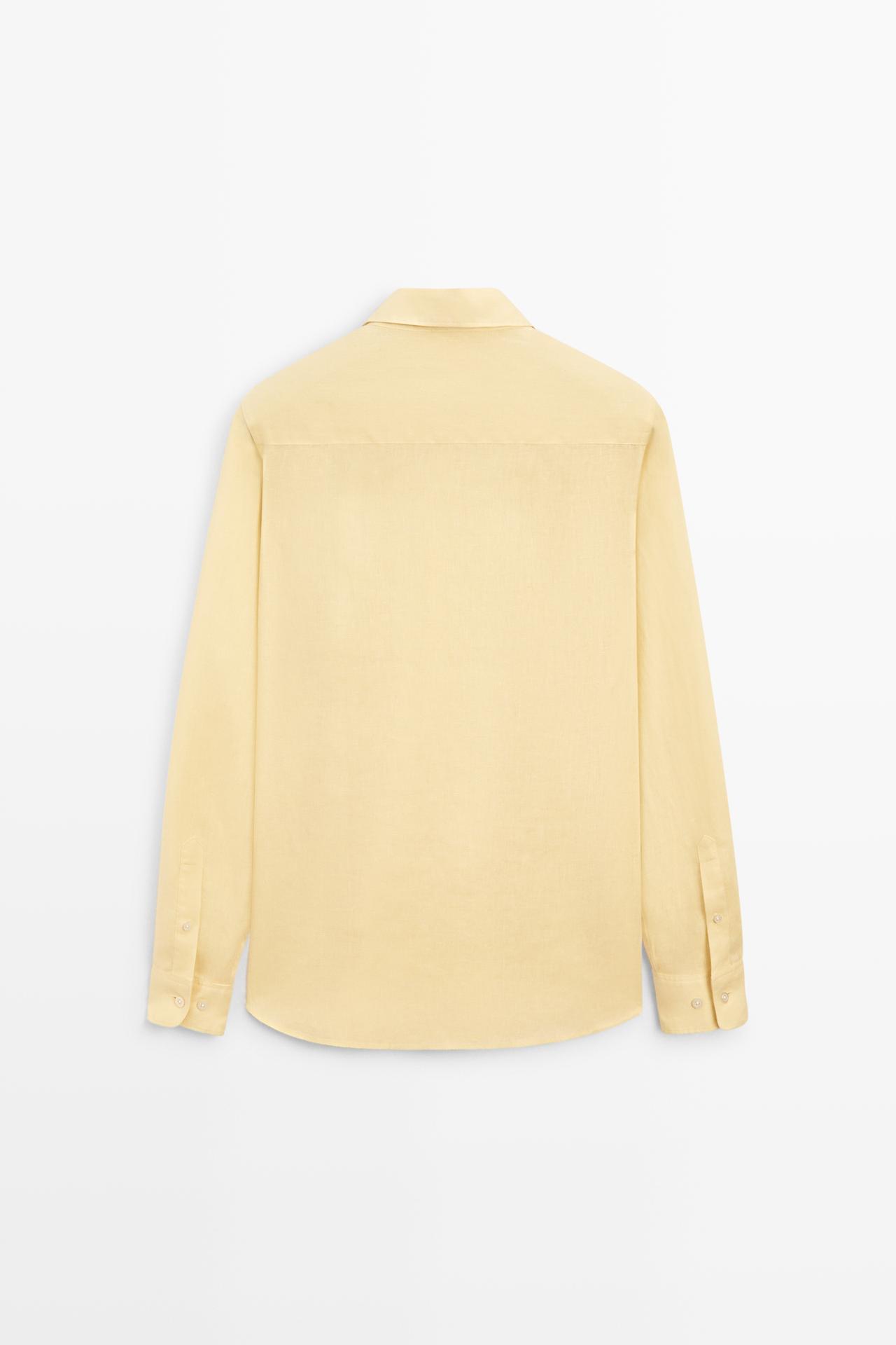 100% linen slim fit shirt — YELLOW