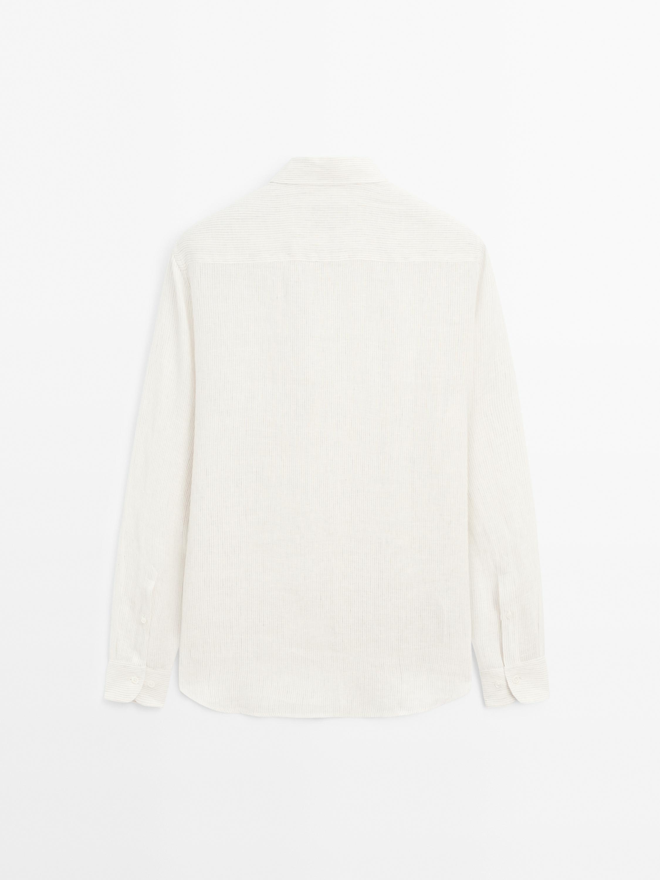 Regular fit striped linen shirt