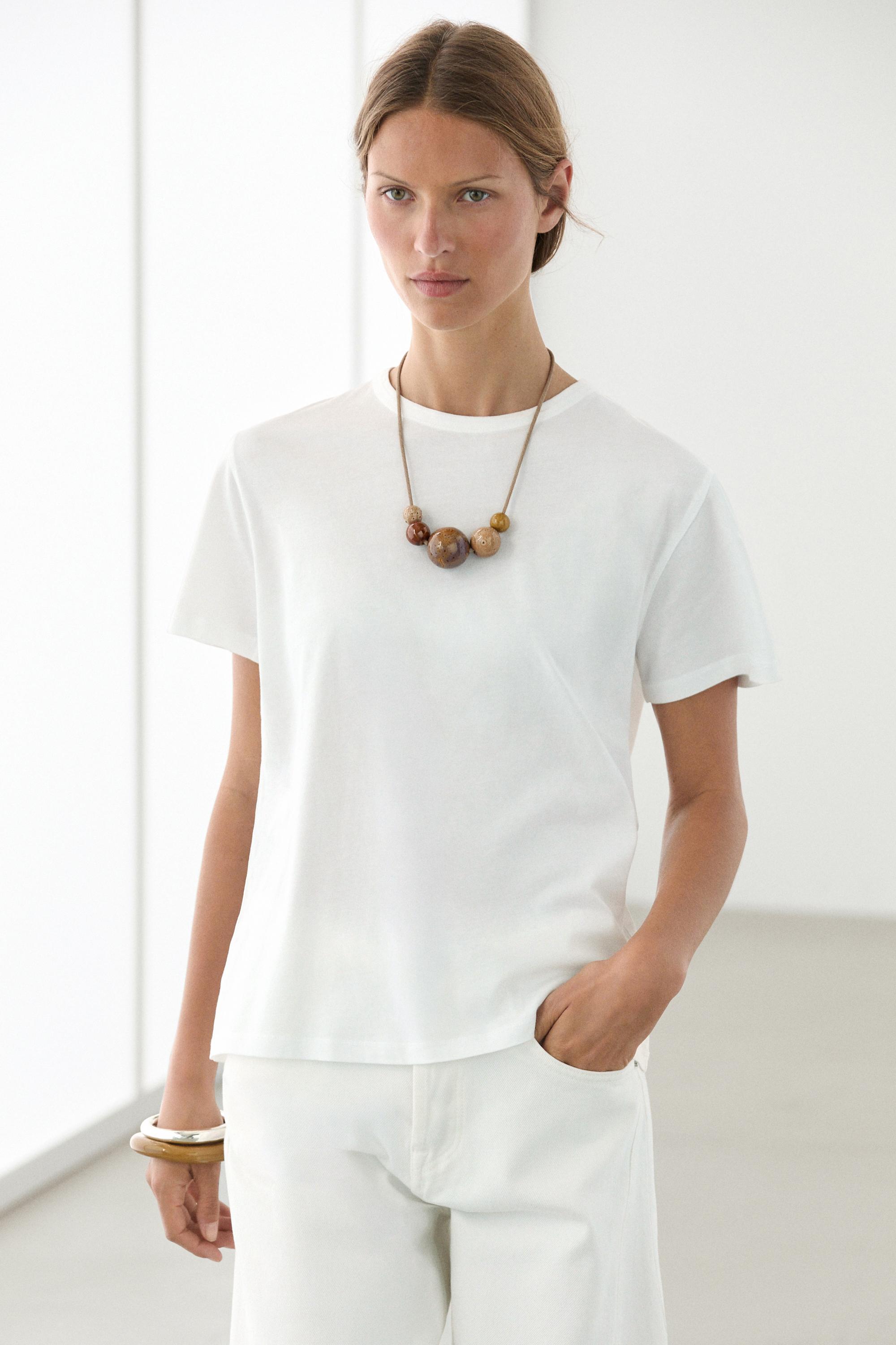 100% cotton short-sleeve T-shirt — Off white