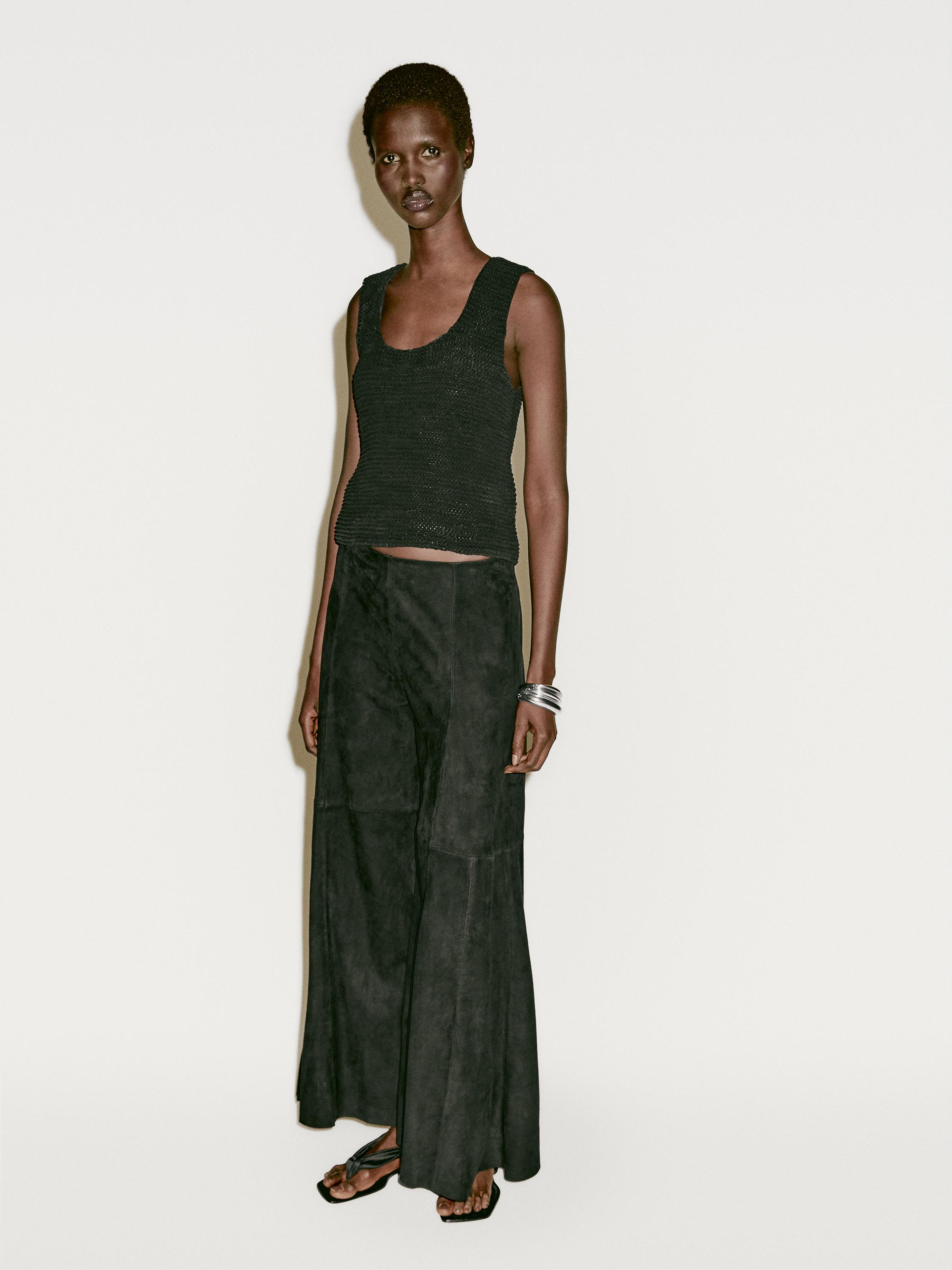 Wide-leg suede leather trousers - Limited Edition